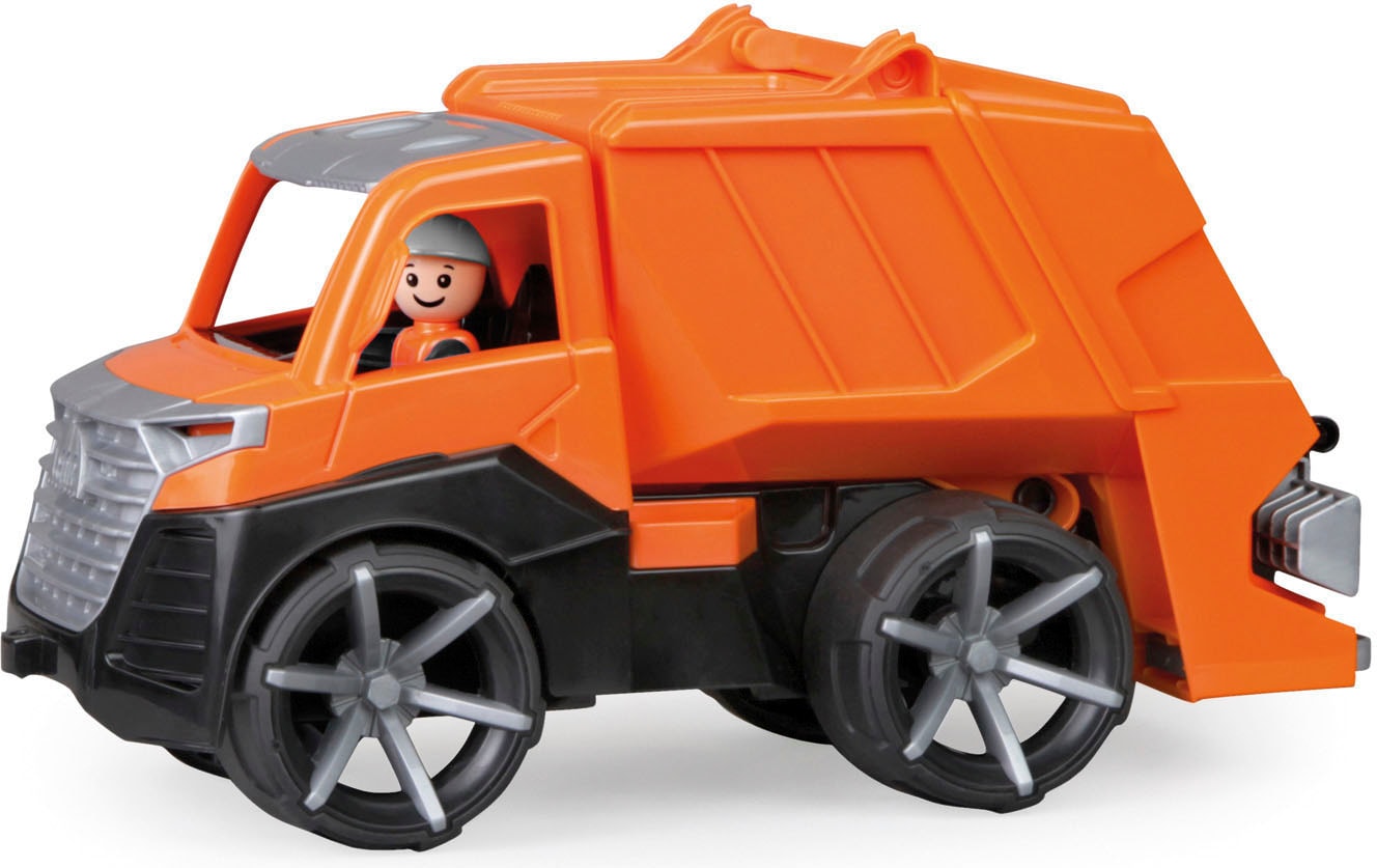 LENA Kinder Spielzeug-Müllwagen "Truxx", orange, Kunststoff, B:14,5cm H:18cm T:33cm, Spielzeugfahrzeuge, inklusive Spielfigur, Made in Europe