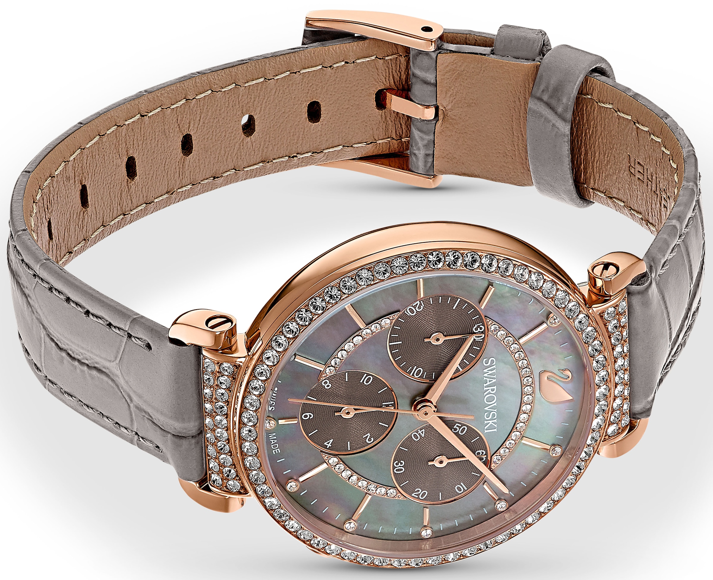 Swarovski Chronograph »PASSAGE CHRONO«, Armbanduhr, Quarzuhr, Damenuhr, Swarovski-Kristalle, Swiss Made