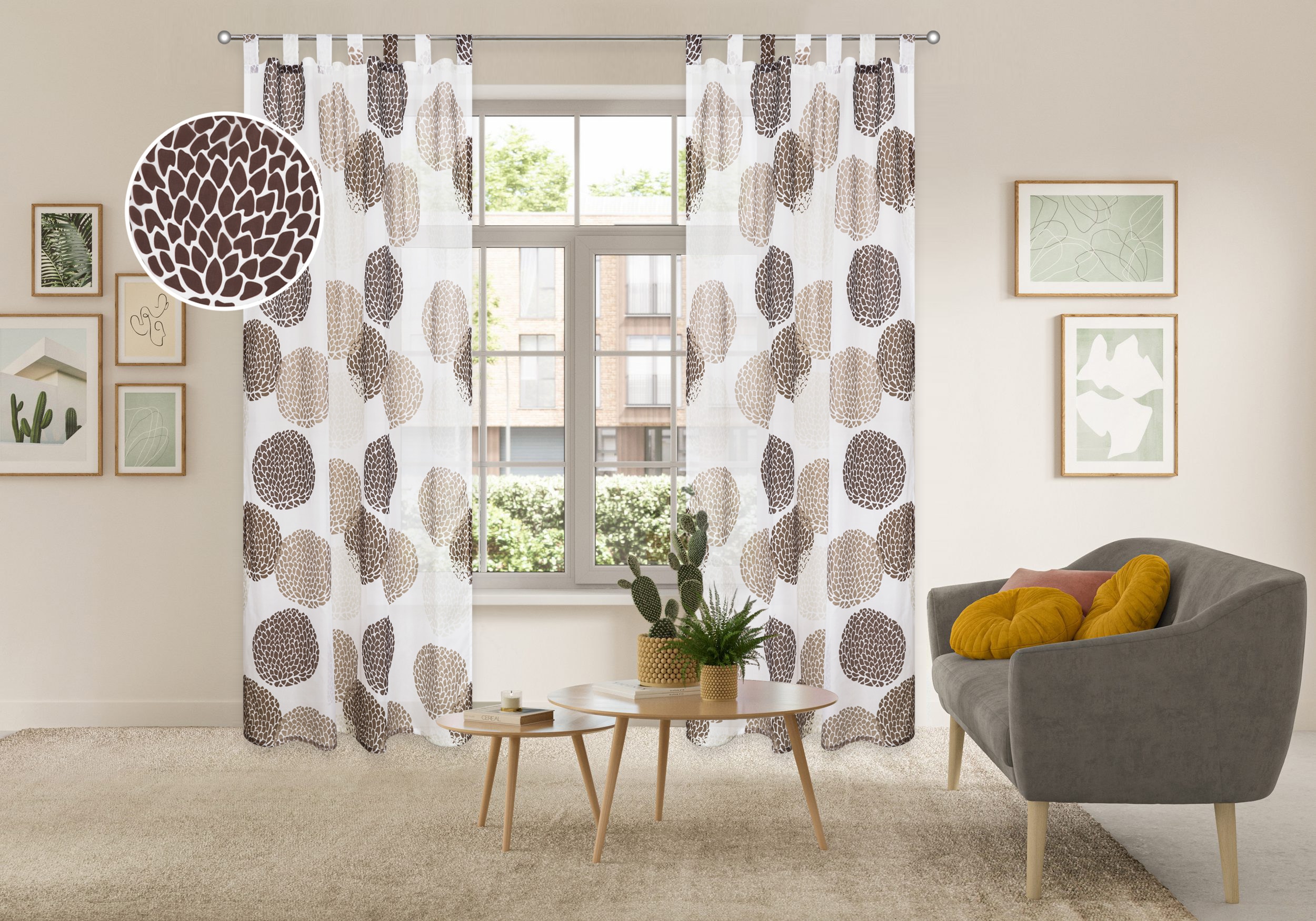 OTTO home Gardine "Belem" Schlaufen 1 Stk. tlg. 1 oder 2 Schals, Vorhang, Fertiggardine, Kreise