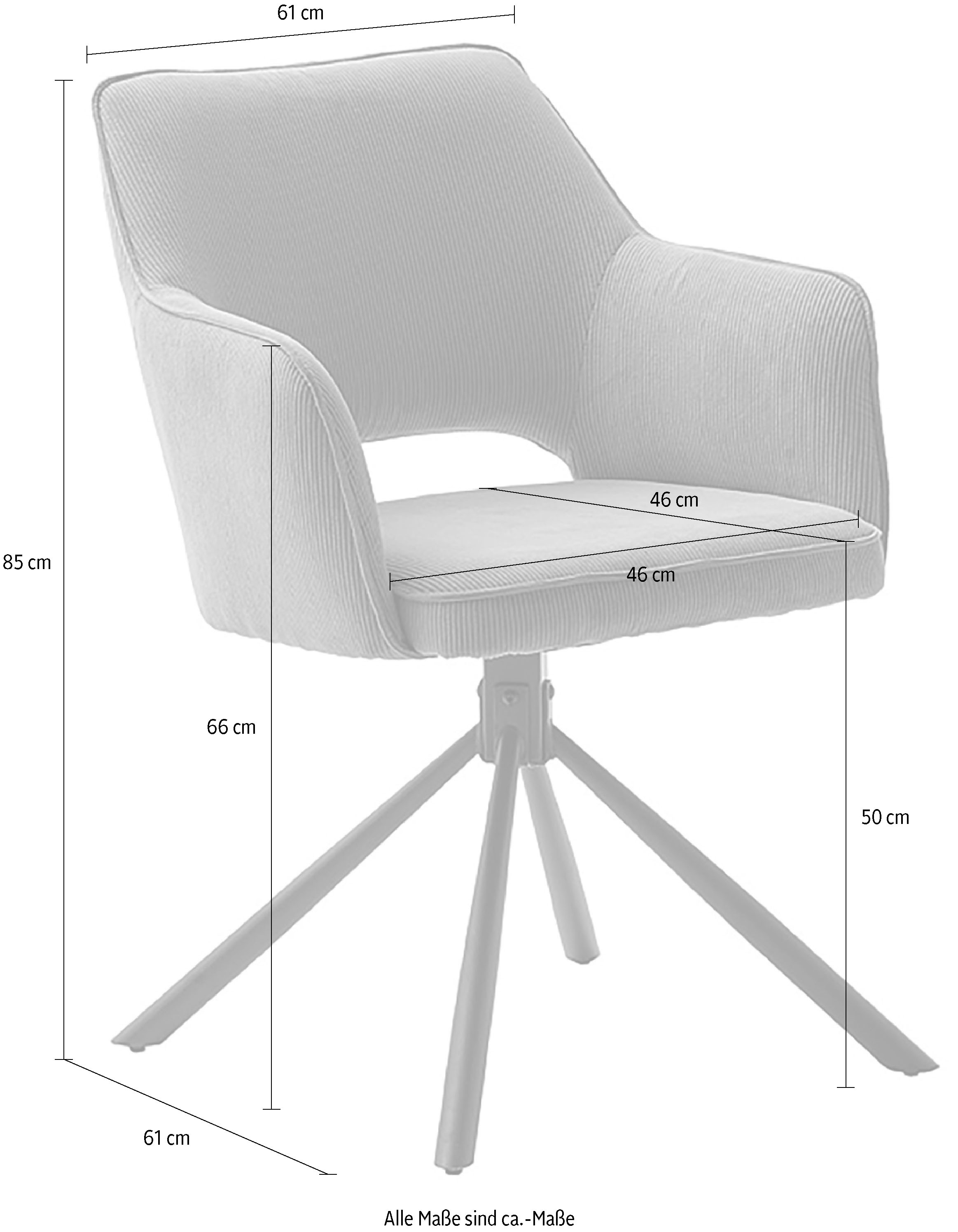 MCA furniture Esszimmerstuhl »LUZON«, Cord, (2er-Set), drehbar 180°, Belastbarkeit 120 kg, Sitzhöhe ca. 50 cm