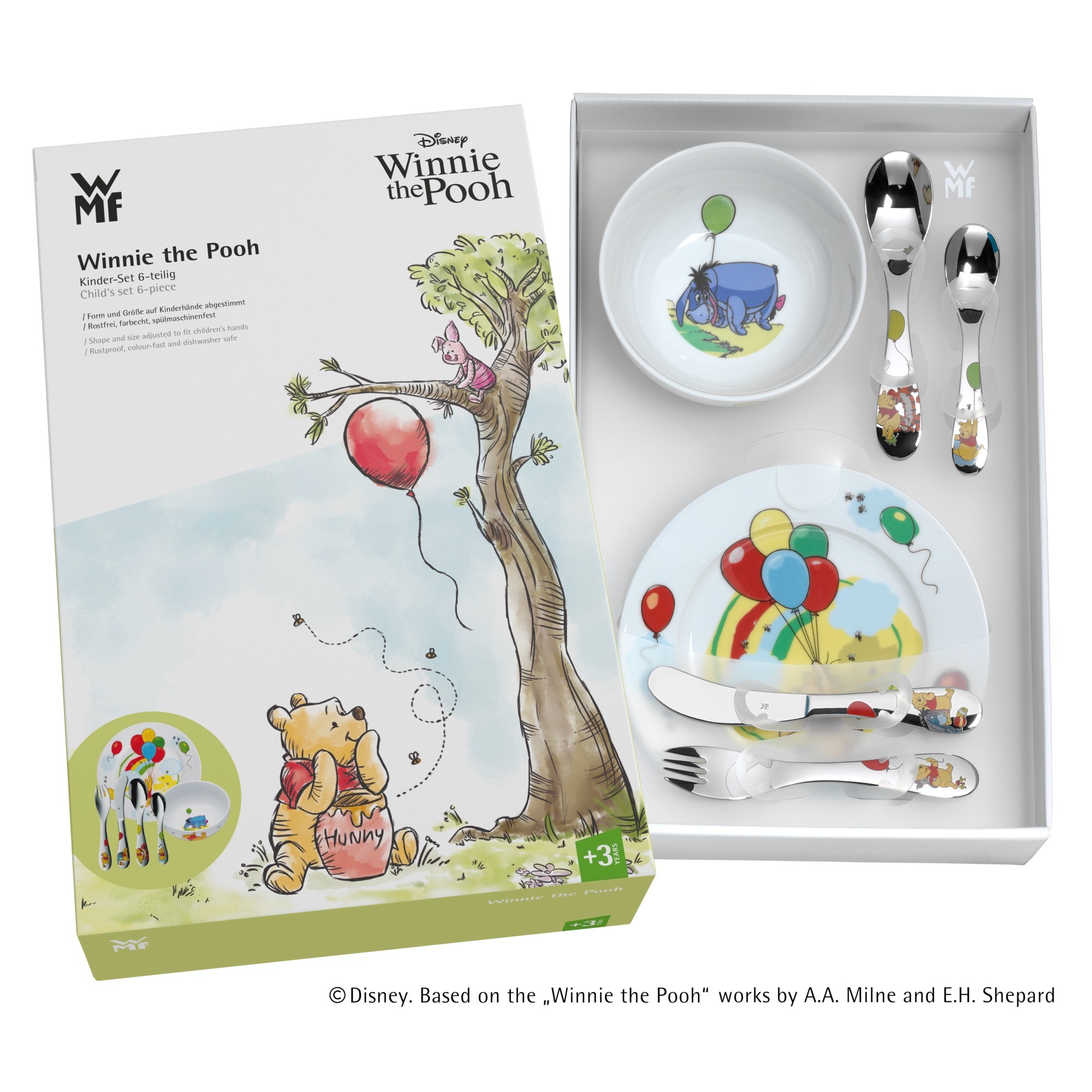 WMF Kindergeschirr-Set »Winnie Pooh«, (Set, 6 tlg.), inkl.Kindermesser mit leichtem Wellenschliff, 6 Teile, für 1 Person