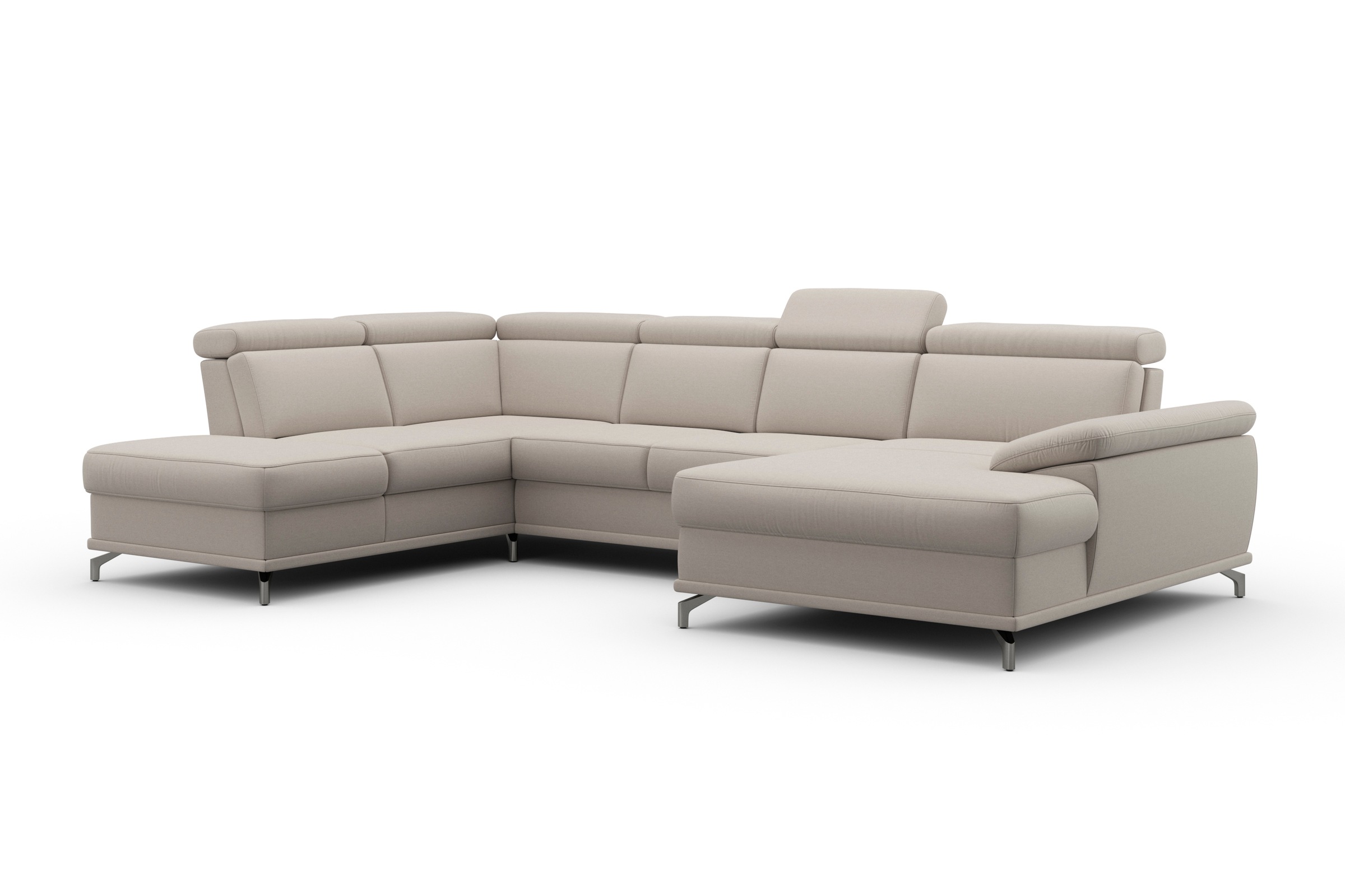 sit&more Wohnlandschaft »Cabrio U-Form, mit Sitztiefenverstellung, Arm- und Kopfteilverstellung«, 3 Nierenkissen, Federkern, optional Bettfunktion und Stauraum