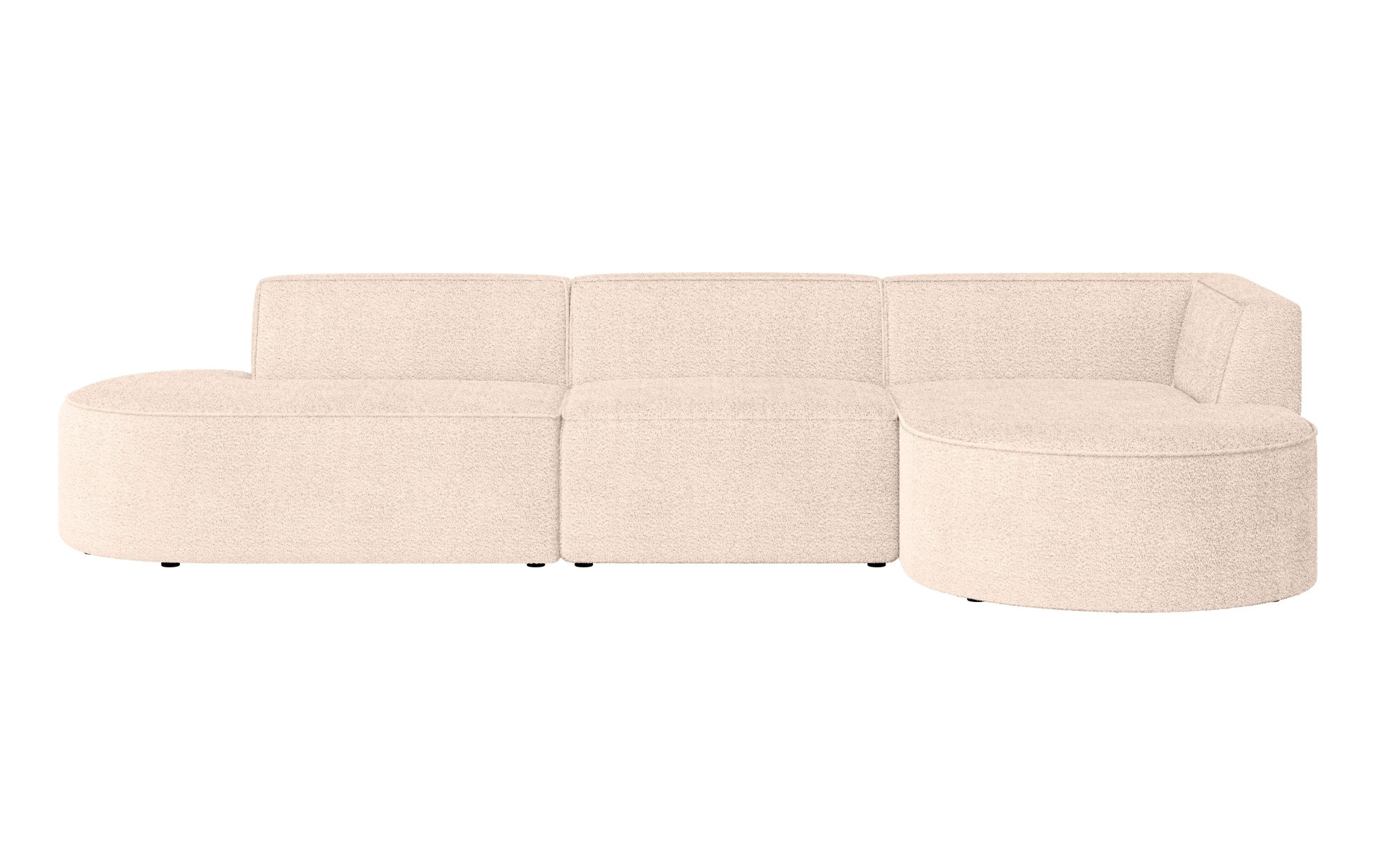 andas Ecksofa »EIVIND Designer Sofa mit Ottomane rechts/links, B/T/H: 343/159/72 cm«, L-Form mit Wellenunterfederung, auch in Feincord und Bouclé