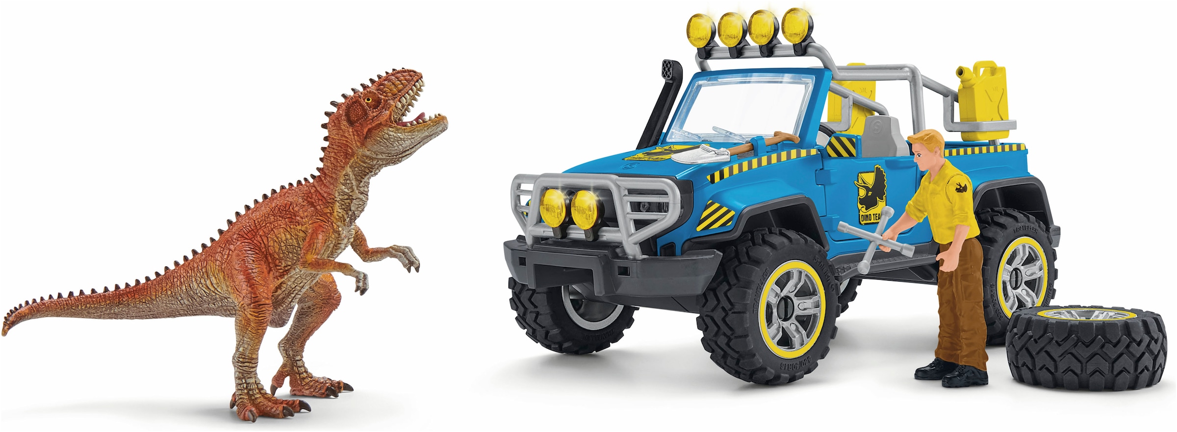 Schleich® Spielfigur »DINOSAURS, Geländewagen mit Dino-Außenposten (41464)«
