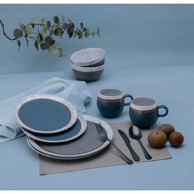 CreaTable Kombiservice »Geschirr-Set Fjord«, (Set, 8 tlg., Kaffeeservice  und Tafelservice im Set, für 2 Personen), Service, skandinavisches Design,  8 Teile für 2 Personen | BAUR