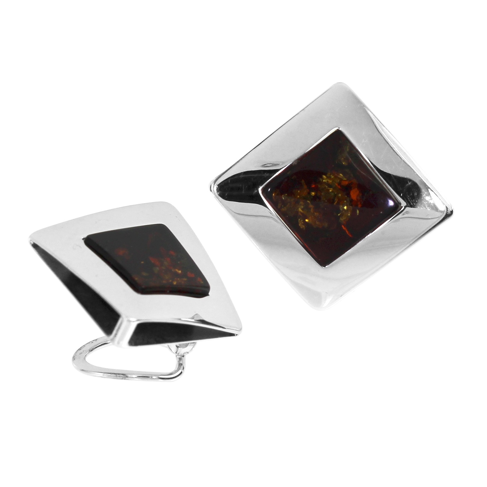 OSTSEE-SCHMUCK Damen Paar Ohrclips "Ostsee-Schmuck Ohrclip Alvina 20 x 20 mm", 26 x 26mm, Silber 925 (Sterlingsilber), weiß, Silber 925