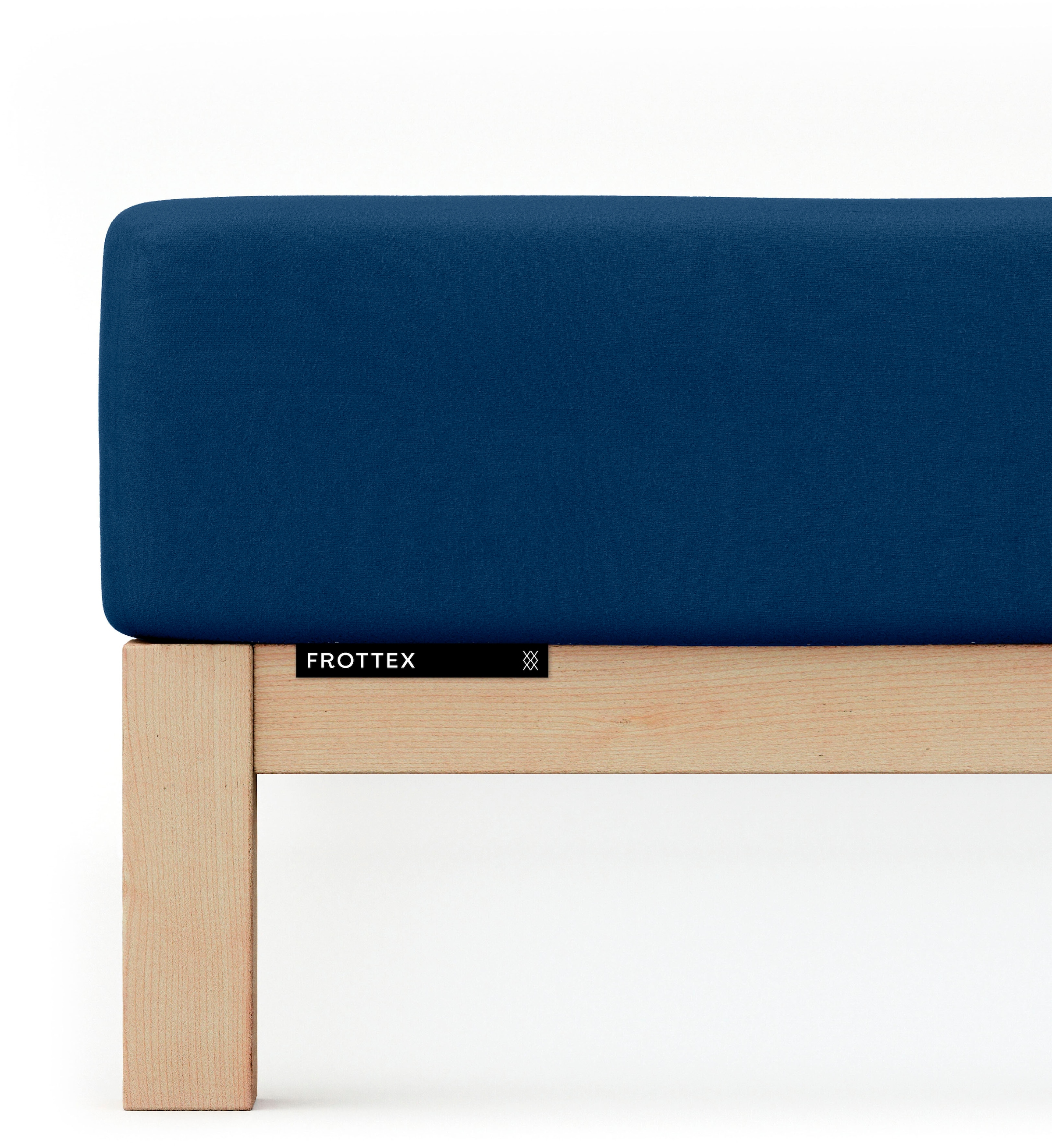 Bettlaken SCHLAFGUT, L:200cm, blau, Frottee, Obermaterial: 75% Baumwolle, 25% Polyester, Bettlaken, "Frottex Spannbettlaken", MADE IN GREEN by