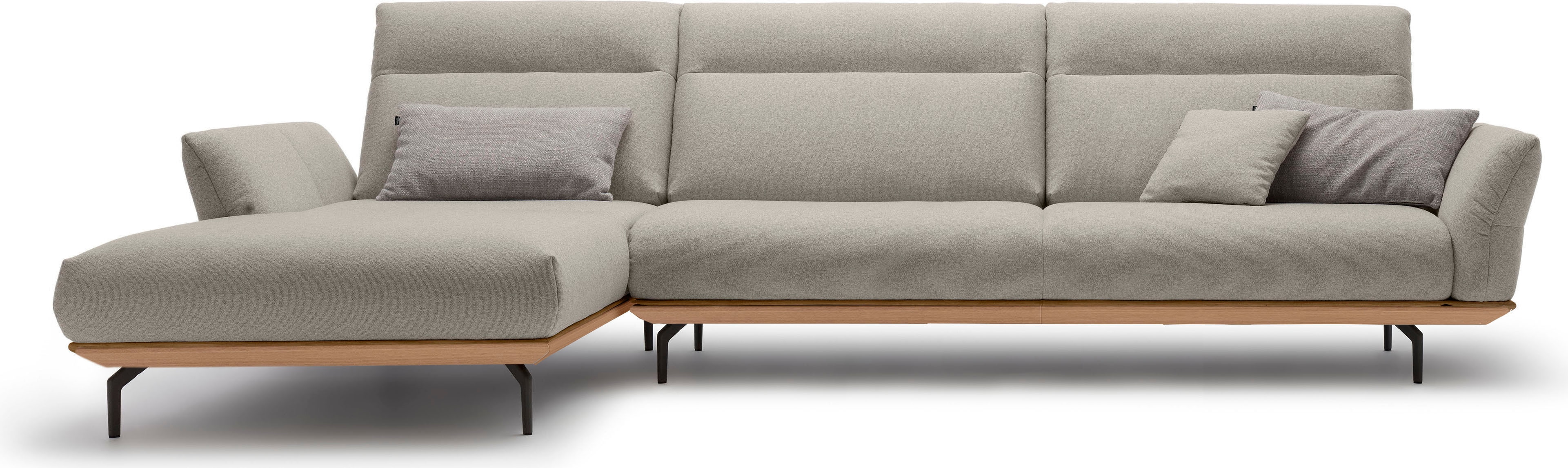 Creation BY ROLF BENZ Ecksofa "CR.460, Design-Sofa der Extraklasse, verstellbare Rückenlehne, L-Form" Sockel in Eiche, Winkelfüße in Umbragrau, Breite 338 cm