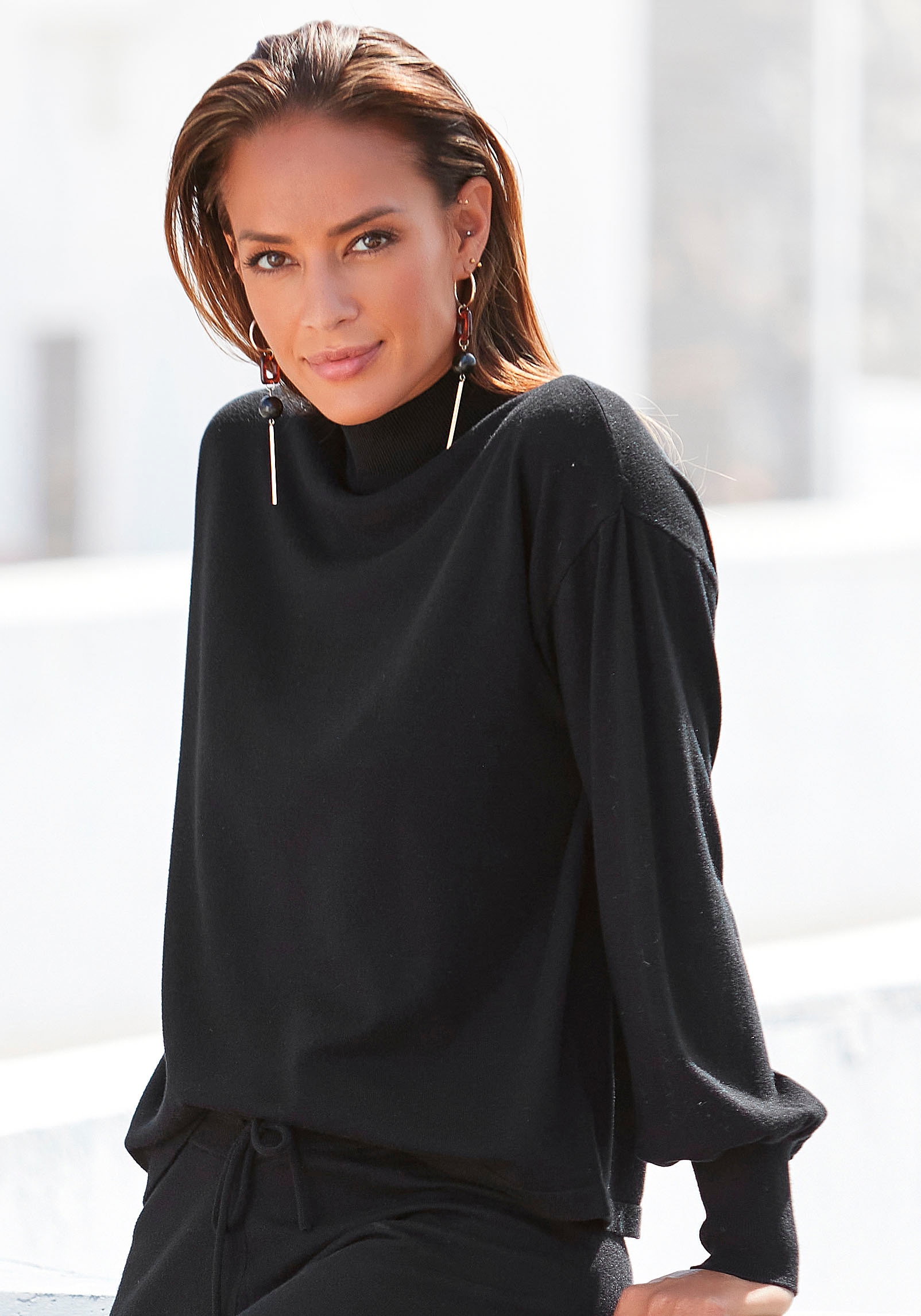 LASCANA Strickpullover, mit kleinem Stehkragen, Feinstrickpullover, casual-chic