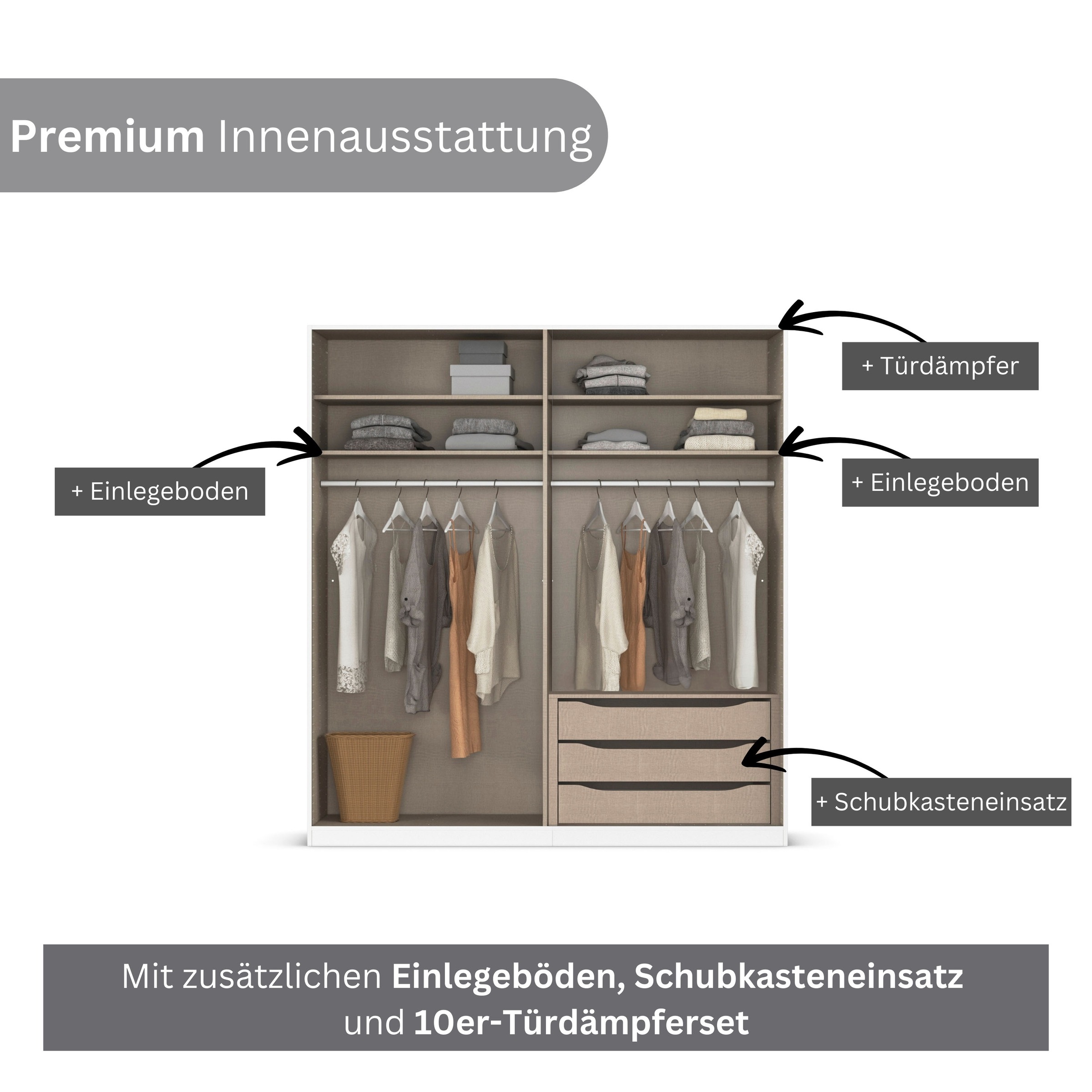 Thumbnail - rauch Kleiderschrank "Drehtürenschrank Schrank Garderobe Wäscheschrank Schlafzimmer AVOLA" in 3 verschiedenen Ausstattun...