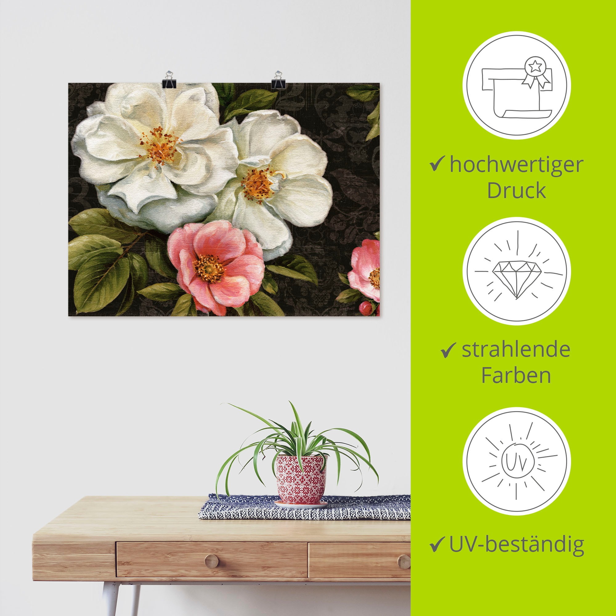 Artland Wandbild »Blumen Damast I«, Blumen, (1 St.), als Leinwandbild, Poster in verschied. Größen