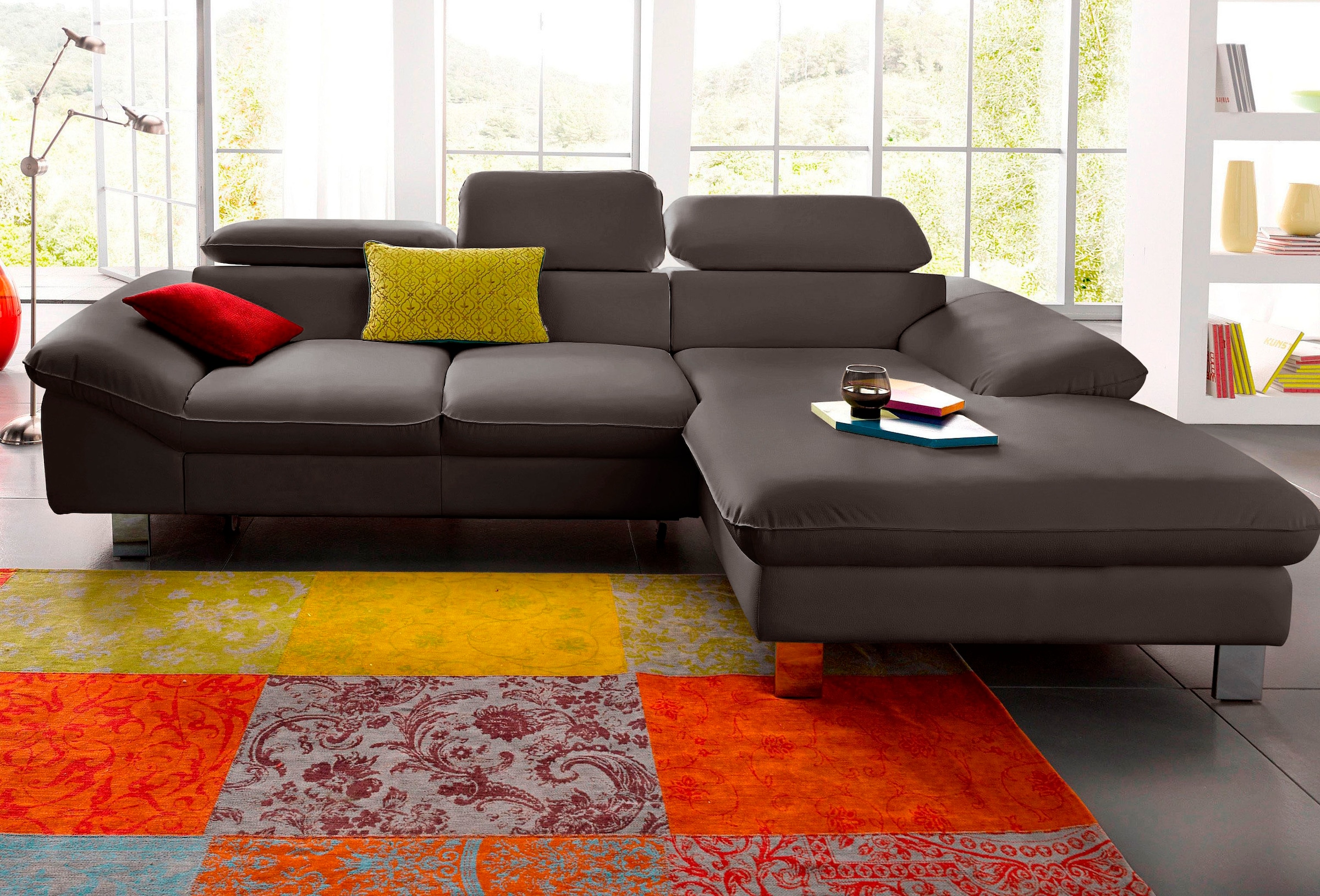 COTTA Ecksofa "Driver L-Form, B:268 cm, moderne Couch mit Wellenunterfederung" Kopfteilverstellung, optional Schlaffunktion & Bettkasten