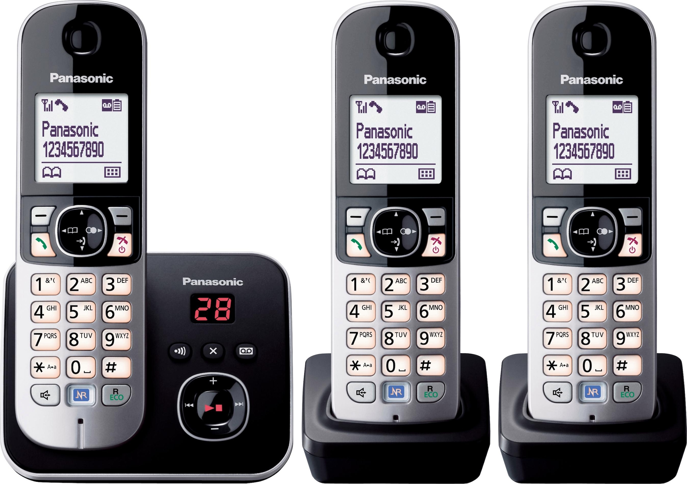 Panasonic Schnurloses DECT-Telefon »TG6823G Trio«, (Mobilteile: 3), mit Anrufbeantworter, Nachtmodis, Freisprechen