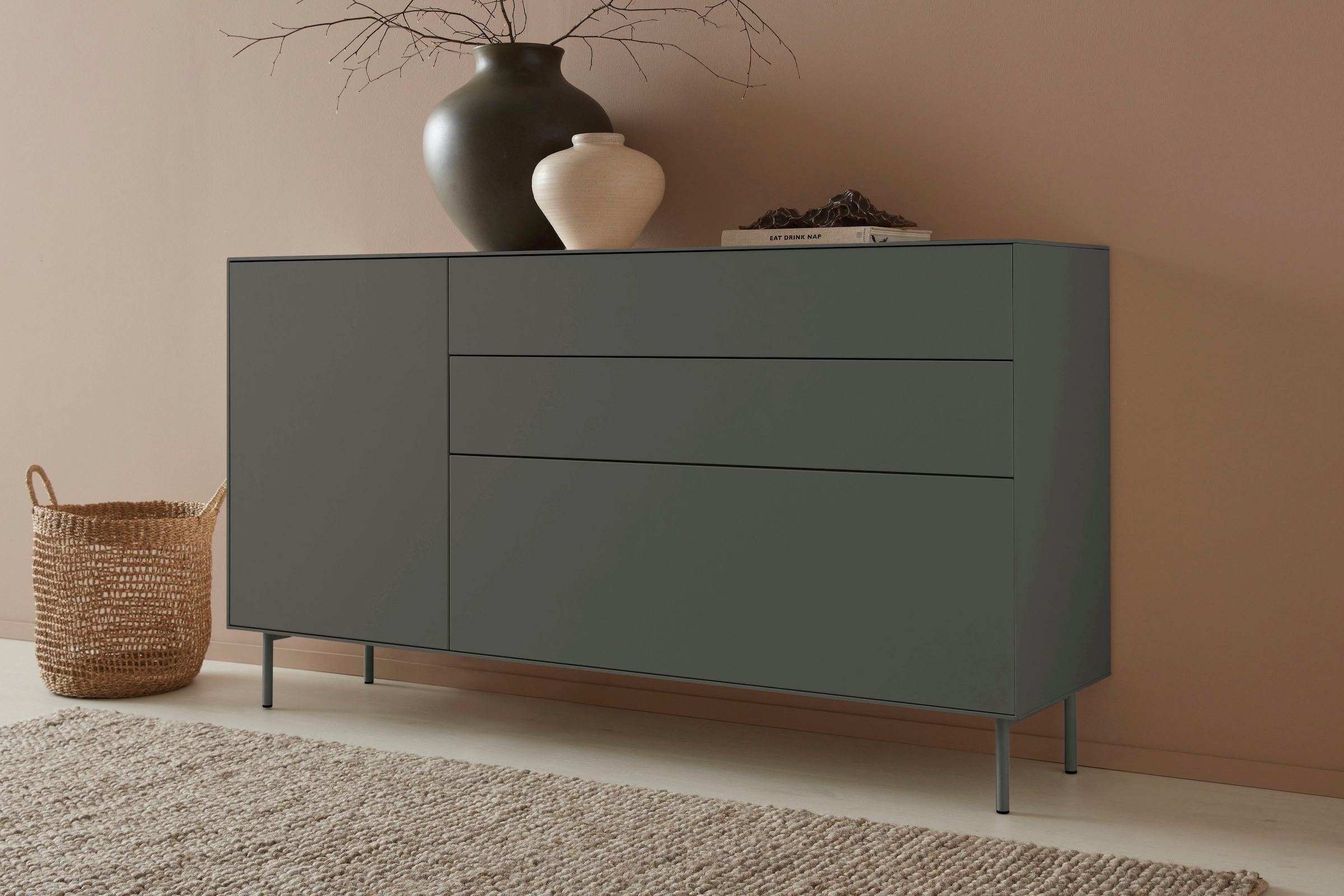 LeGer Home by Lena Gercke Sideboard "Essentials", Breite: 167cm, MDF lackiert, Push-to-open-Funktion