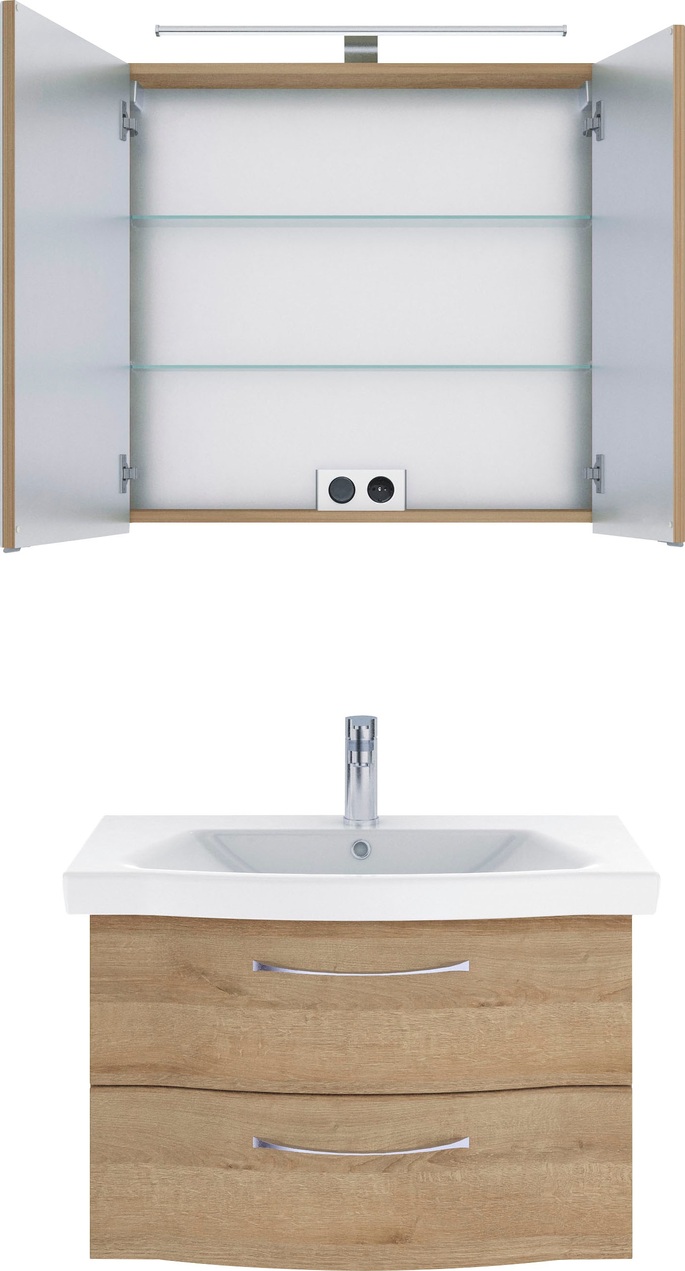 Thumbnail - Saphir Badmöbel-Set "6005 Sprint 2-teilig, Keramik-Waschtisch mit LED-Spiegelschrank" 2 Stk. tlg.