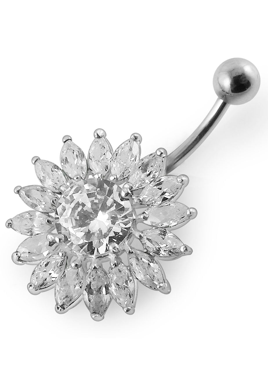 Firetti Bauchnabelpiercing »Schmuck Geschenk Piercing Silber 925 Körperschmuck CRYSTAL SUN Sonne«, mit Zirkonia (synth.)