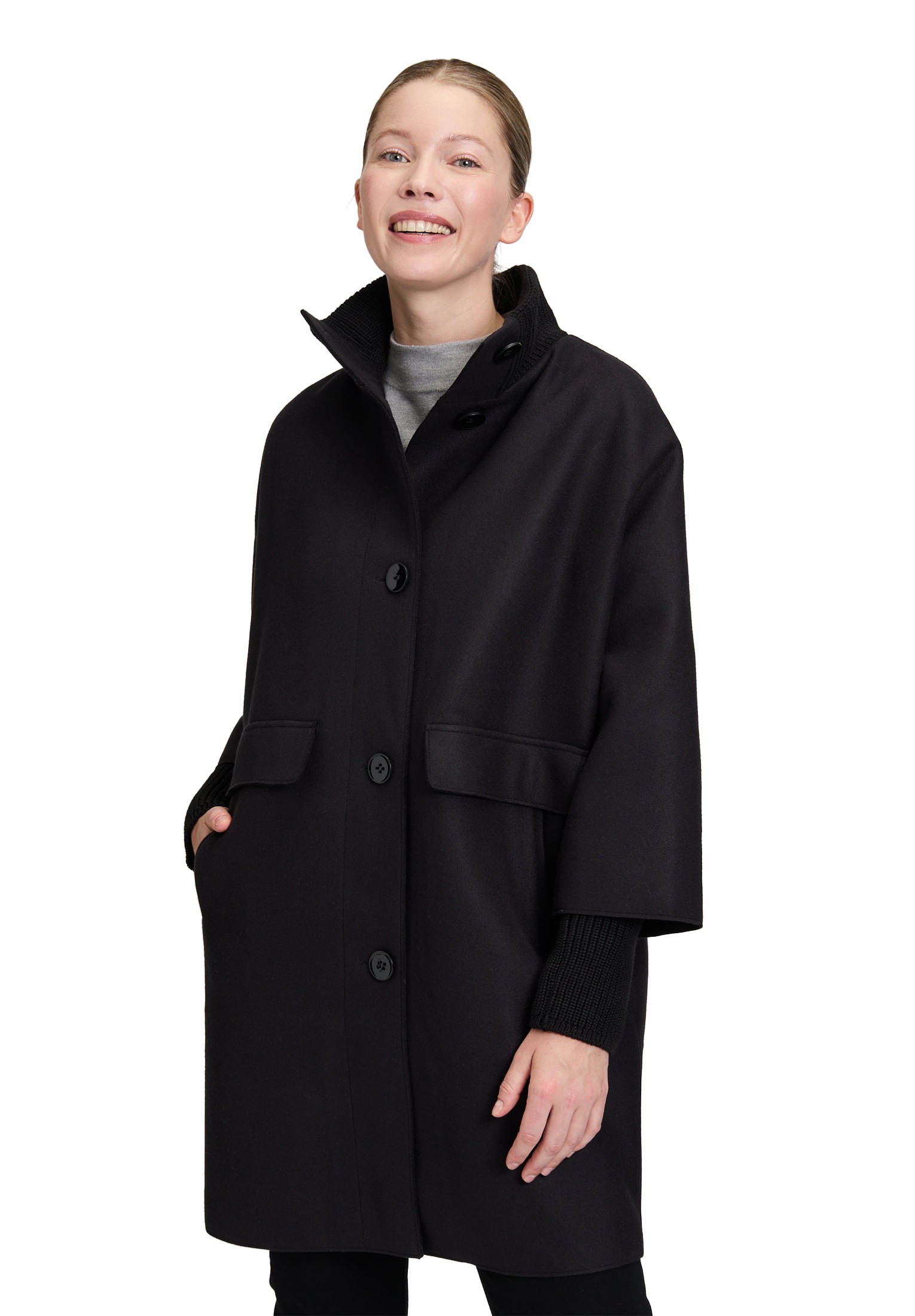 Betty Barclay Wolljacke "Damen Wollmantel mit Strickdetails" günstig online kaufen