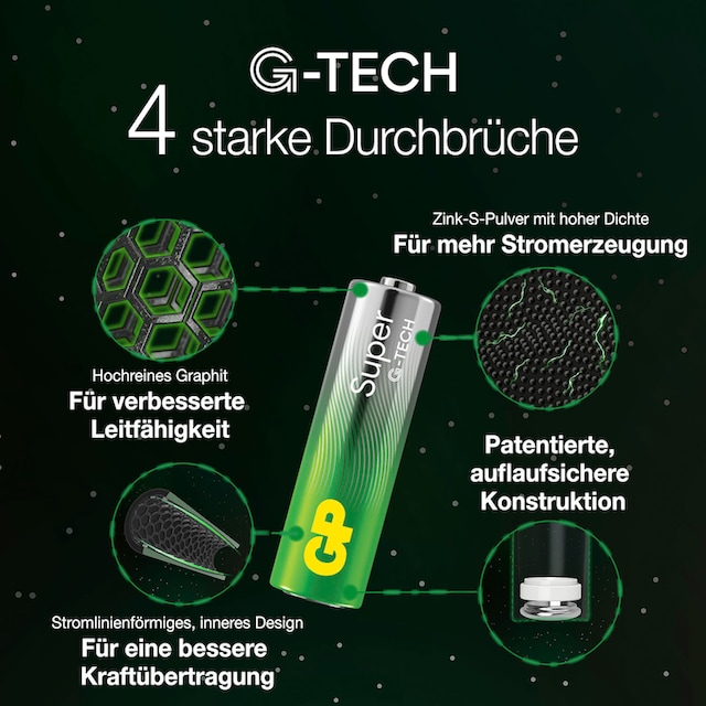 GP Batteries Batterie »4er Pack Super Alkaline AAA«, LR03, 1,5 V, (Set) |  BAUR