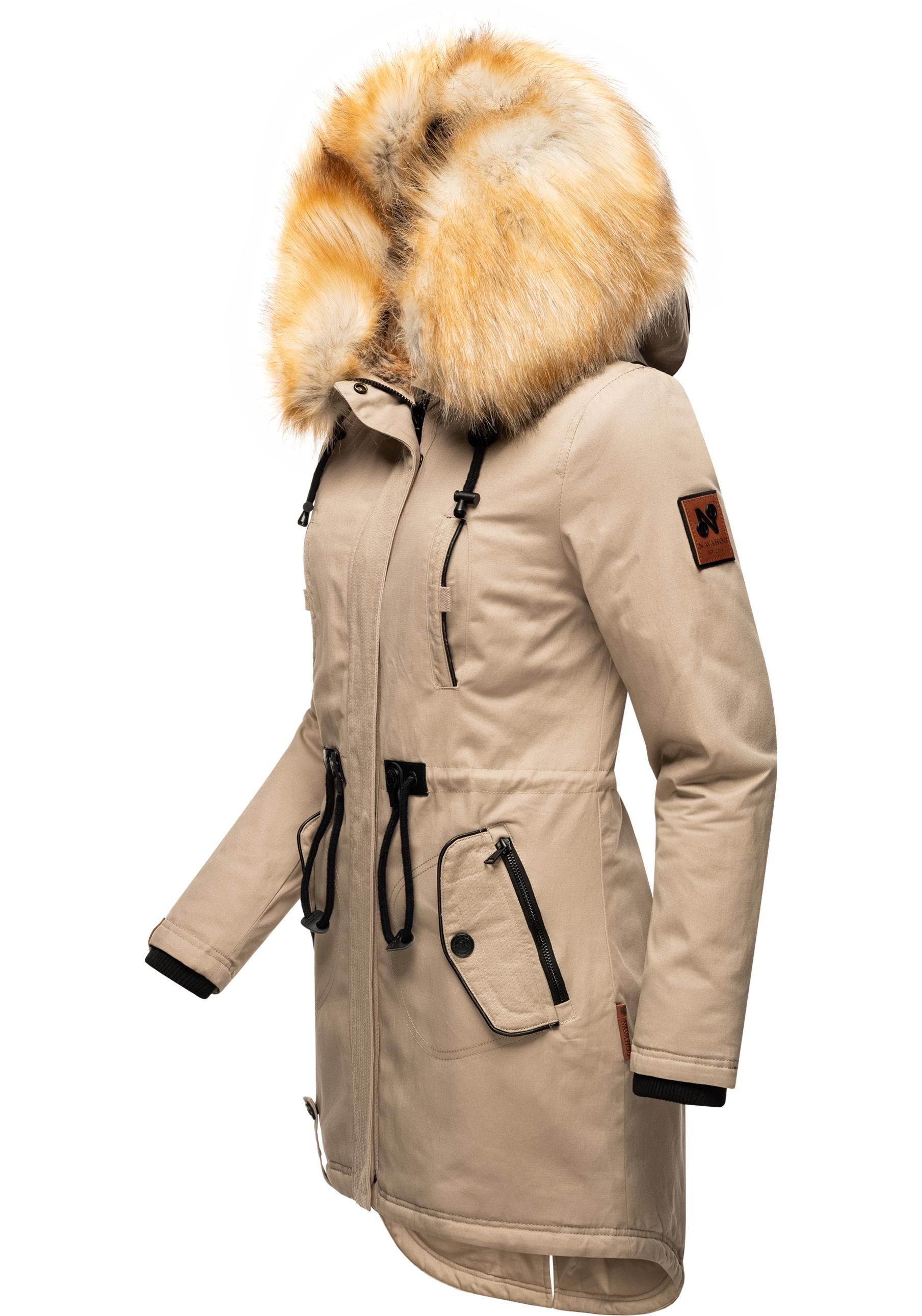 Navahoo Wintermantel "Bombii" stylischer Damen Winterparka mit Kunstfell-Ka günstig online kaufen