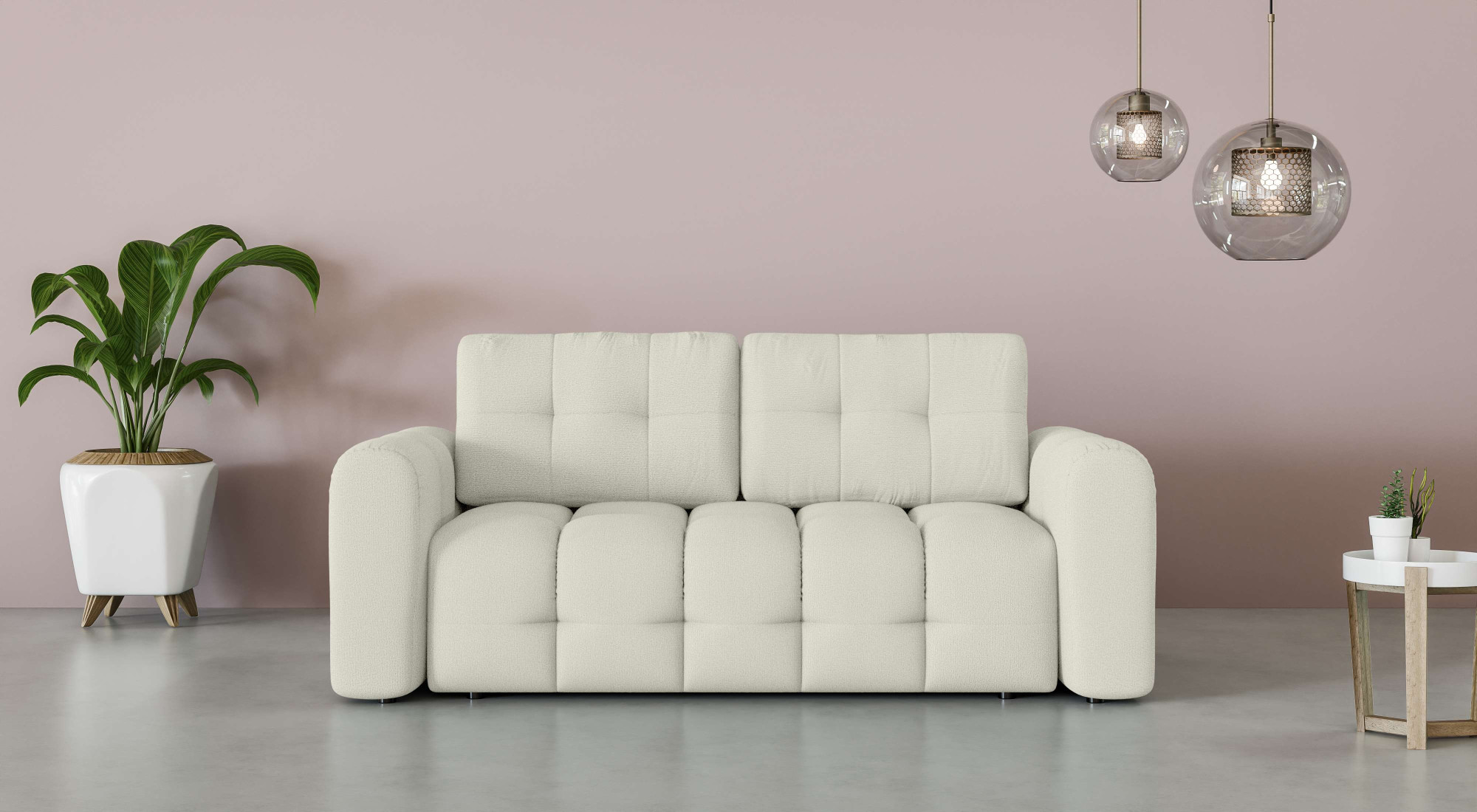 OTTO home 2-Sitzer "Manilla, trendige Steppung, 2 Rückenkissen, B/T/H 195/107/91 cm" mit Wellenunterfederung, in verschiedenen Materialien und Farben