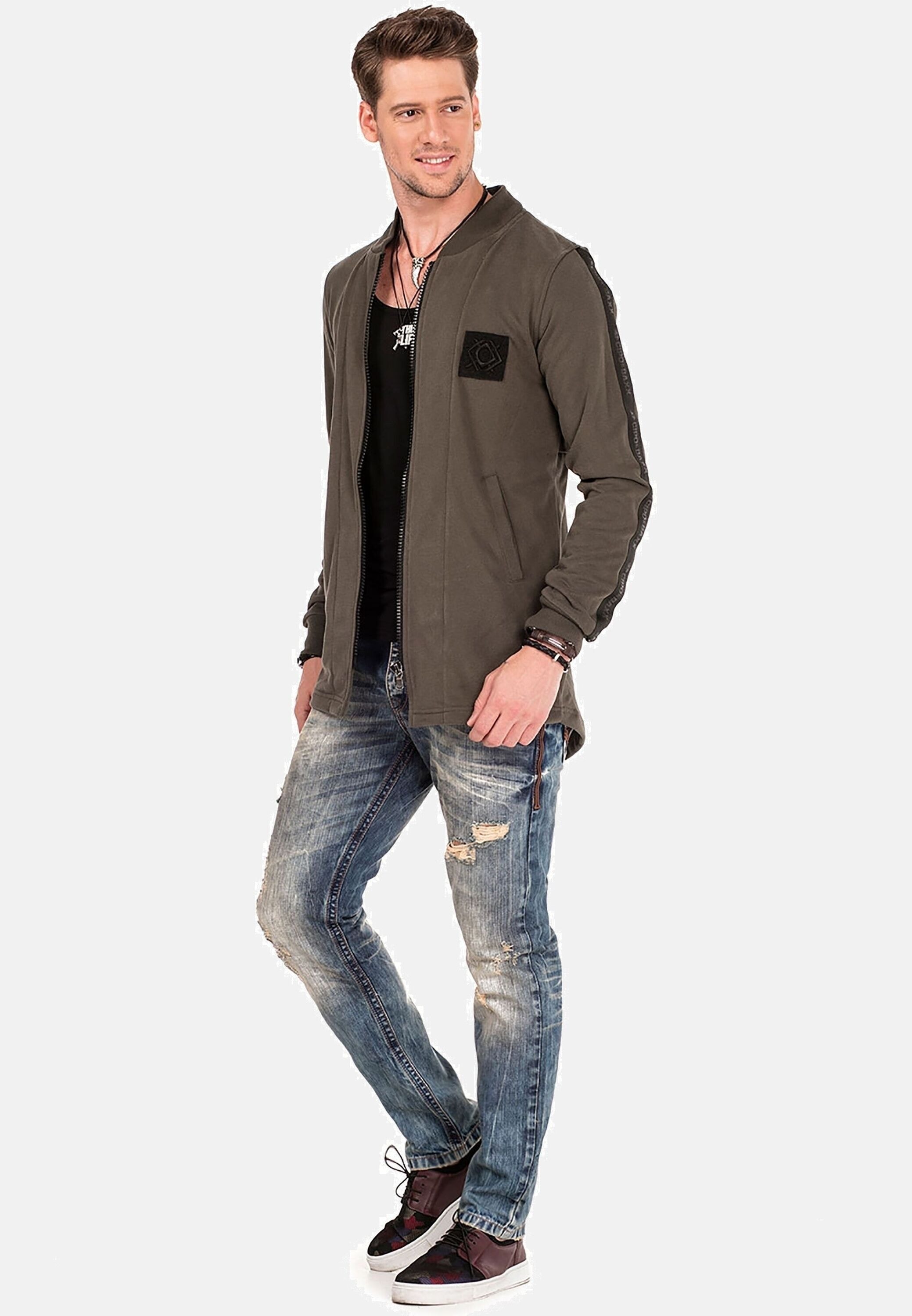 Cipo & Baxx Sweatjacke »Sweatjacke«, mit Layeroptik, CL-305