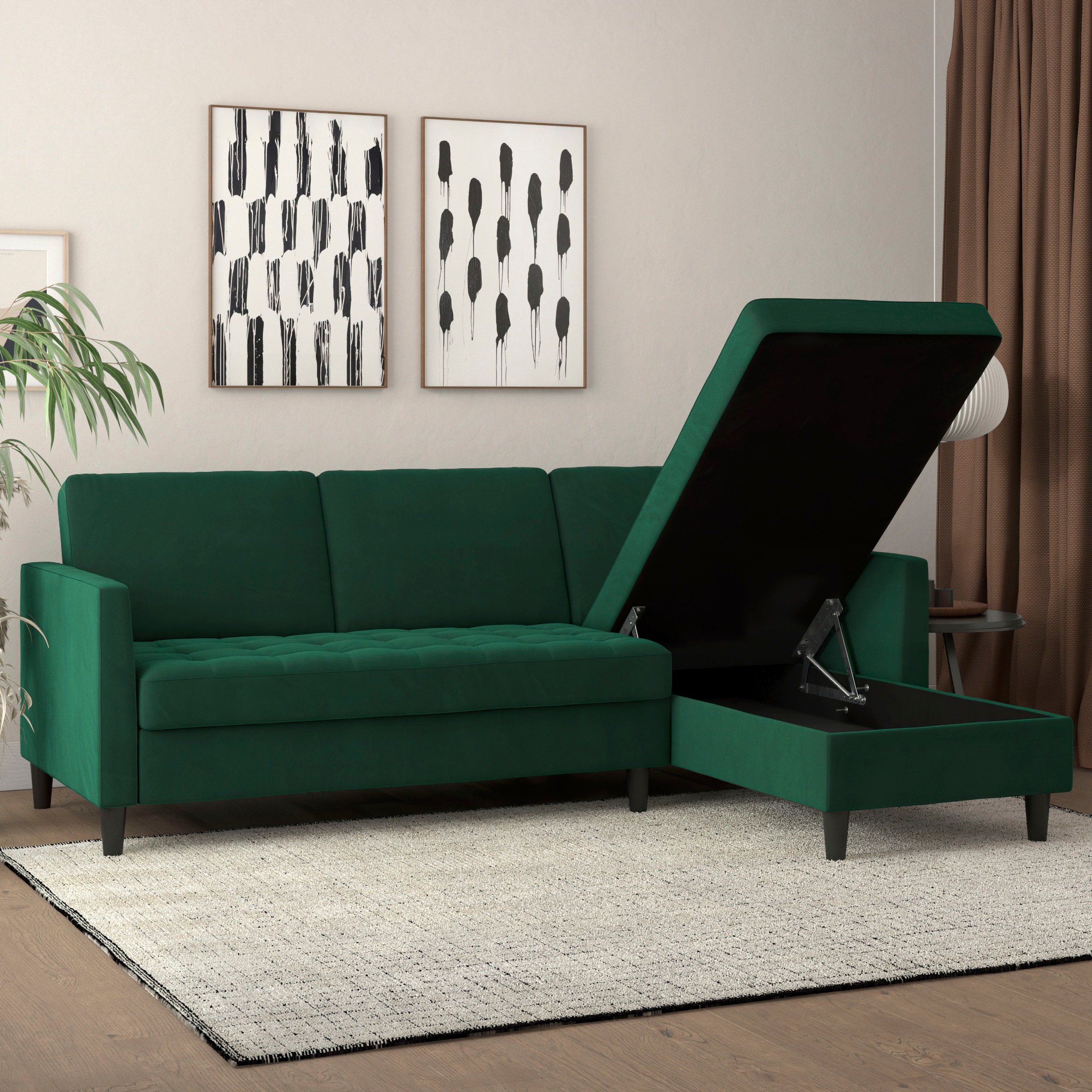 Dorel Home Ecksofa »Presley, L-Form,«, Ecksofa mit Bett-Funktion und Stauraum, verstellbare Rückenlehne