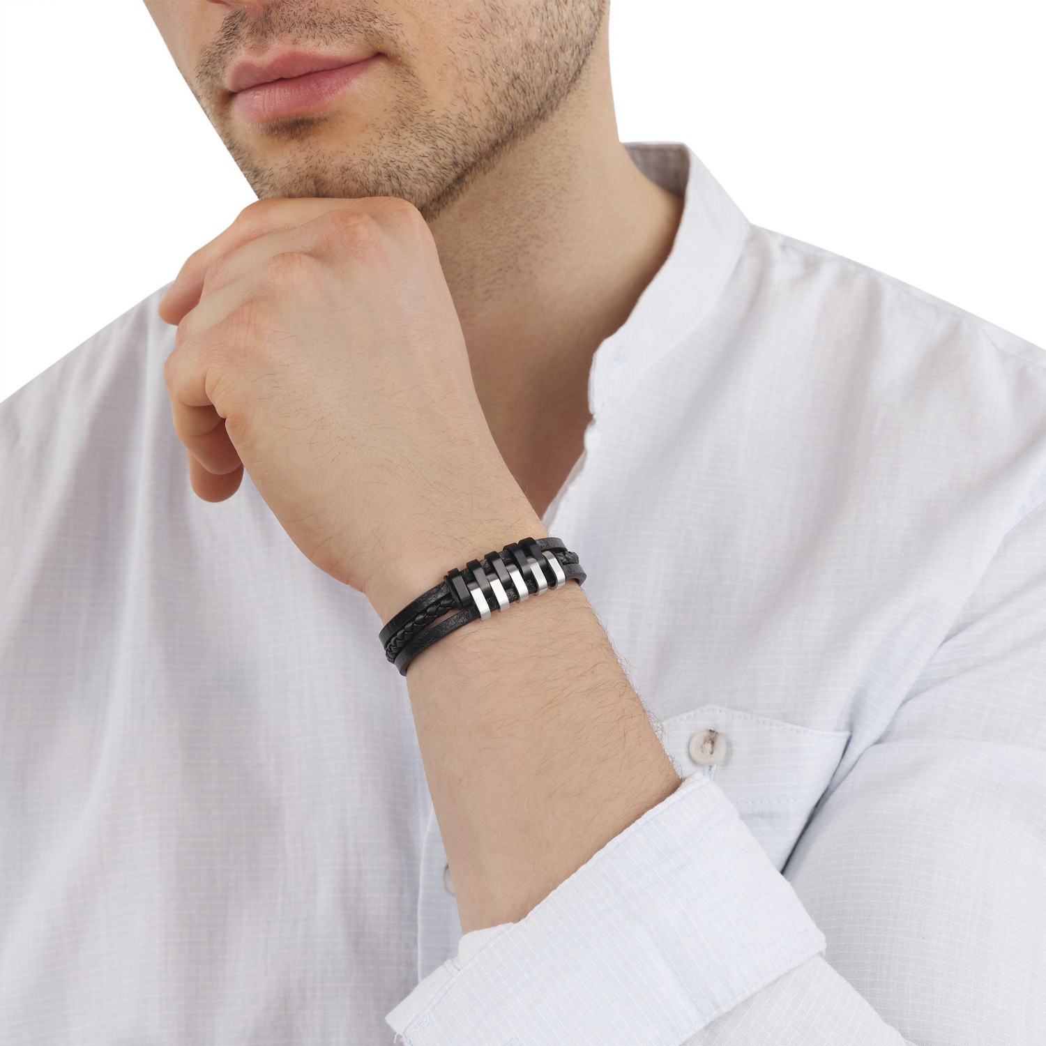TOM TAILOR Lederarmband »mehrreihig«