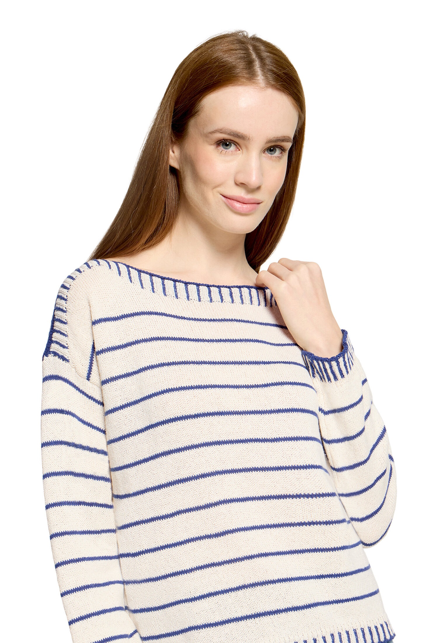 CARTOON Boatneck Knit Sweater Dark Blue/White 36 8