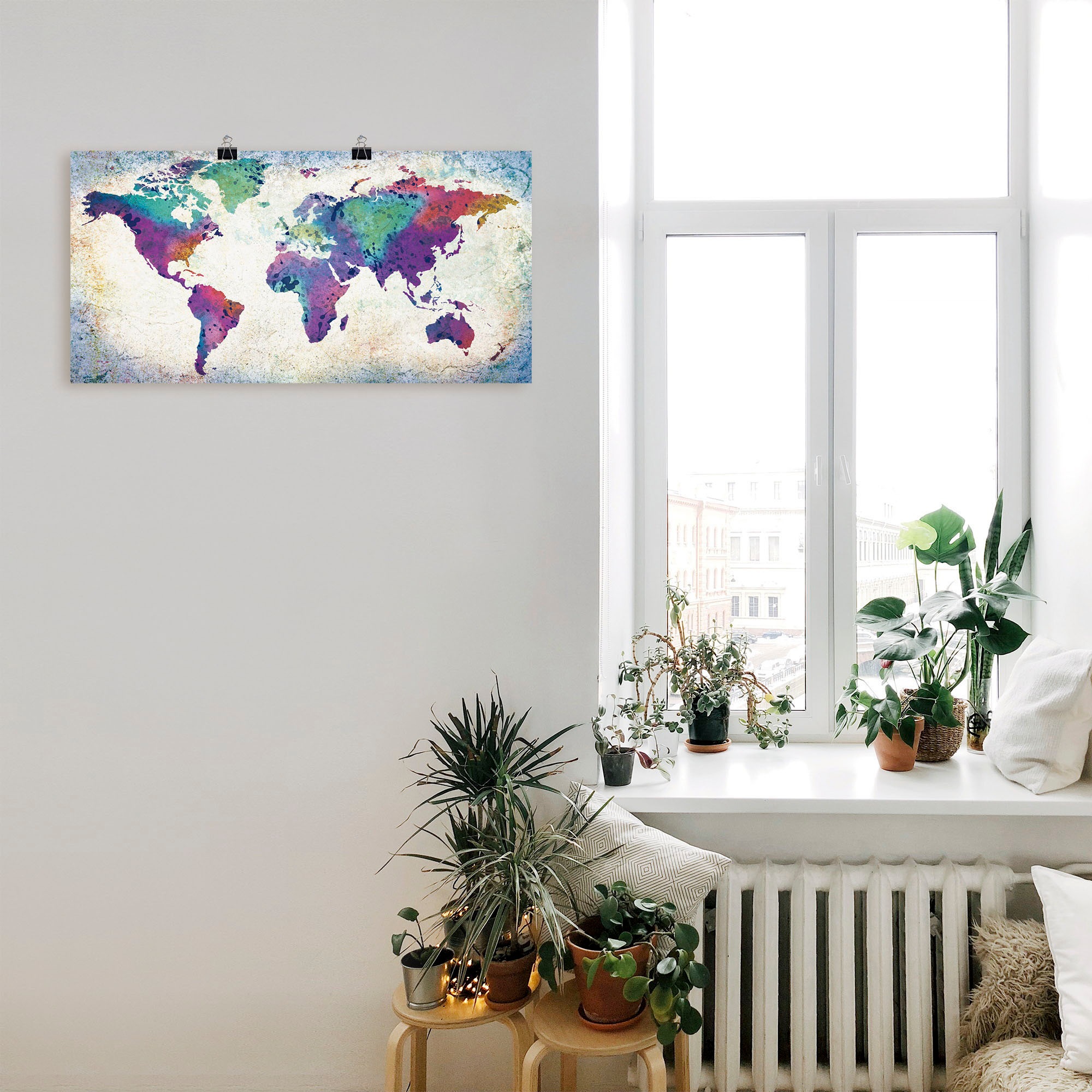 Artland Wandbild »bunte Weltkarte«, Land- & Weltkarten, (1 St.), als Alubild, Outdoorbild, Leinwandbild, Poster, Wandaufkleber