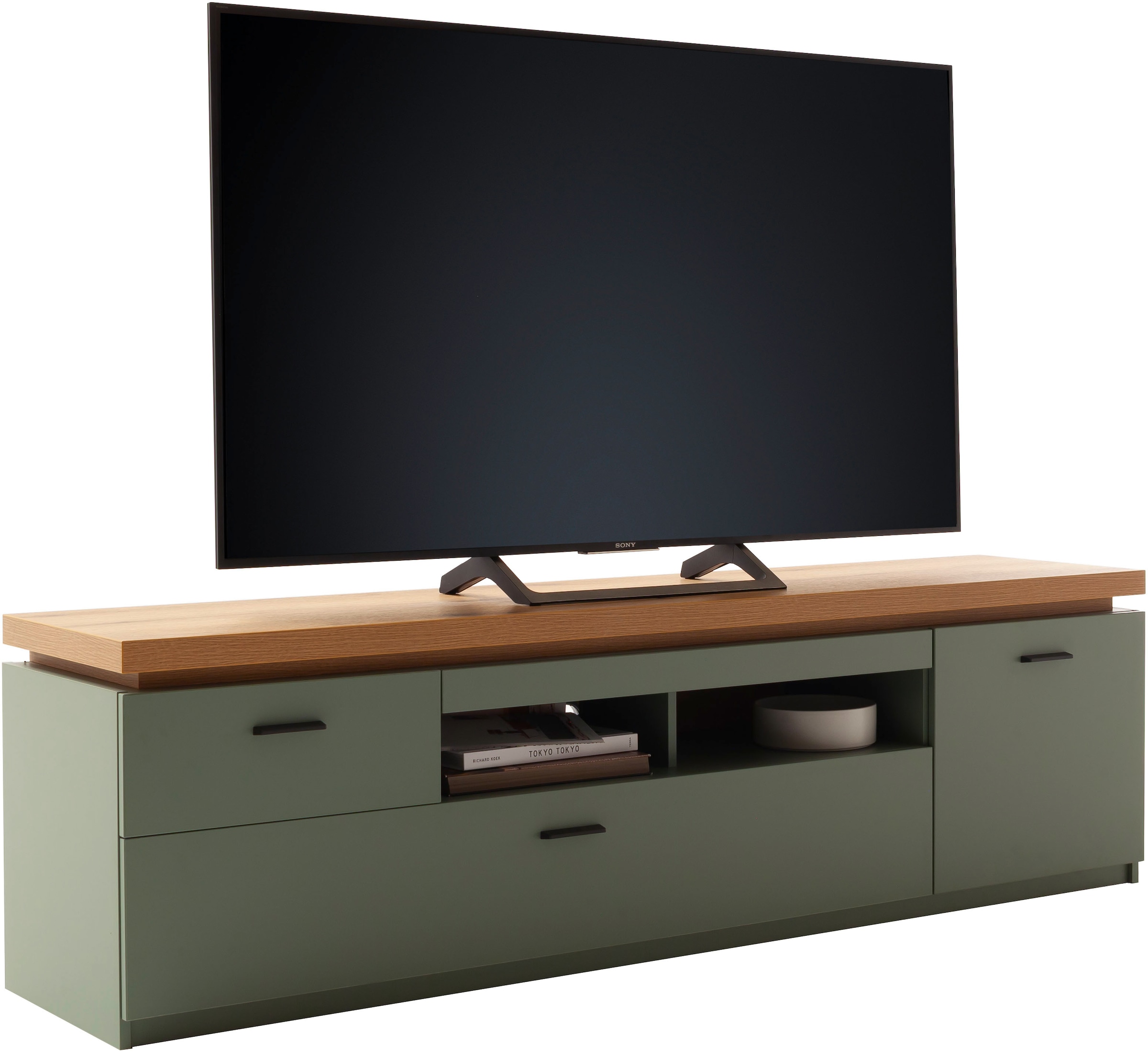 MCA furniture Lowboard »MONIZ TV-Element«, TV-Schrank, 2 Türen, 2 Schubkästen, 2 offene Fächer, 195 cm breit