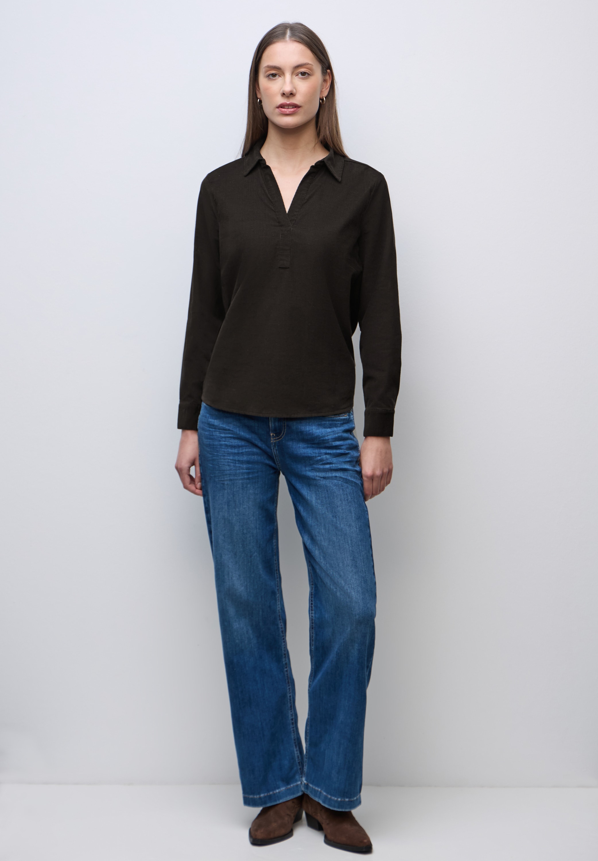 STREET ONE Langarmbluse aus reiner Baumwolle