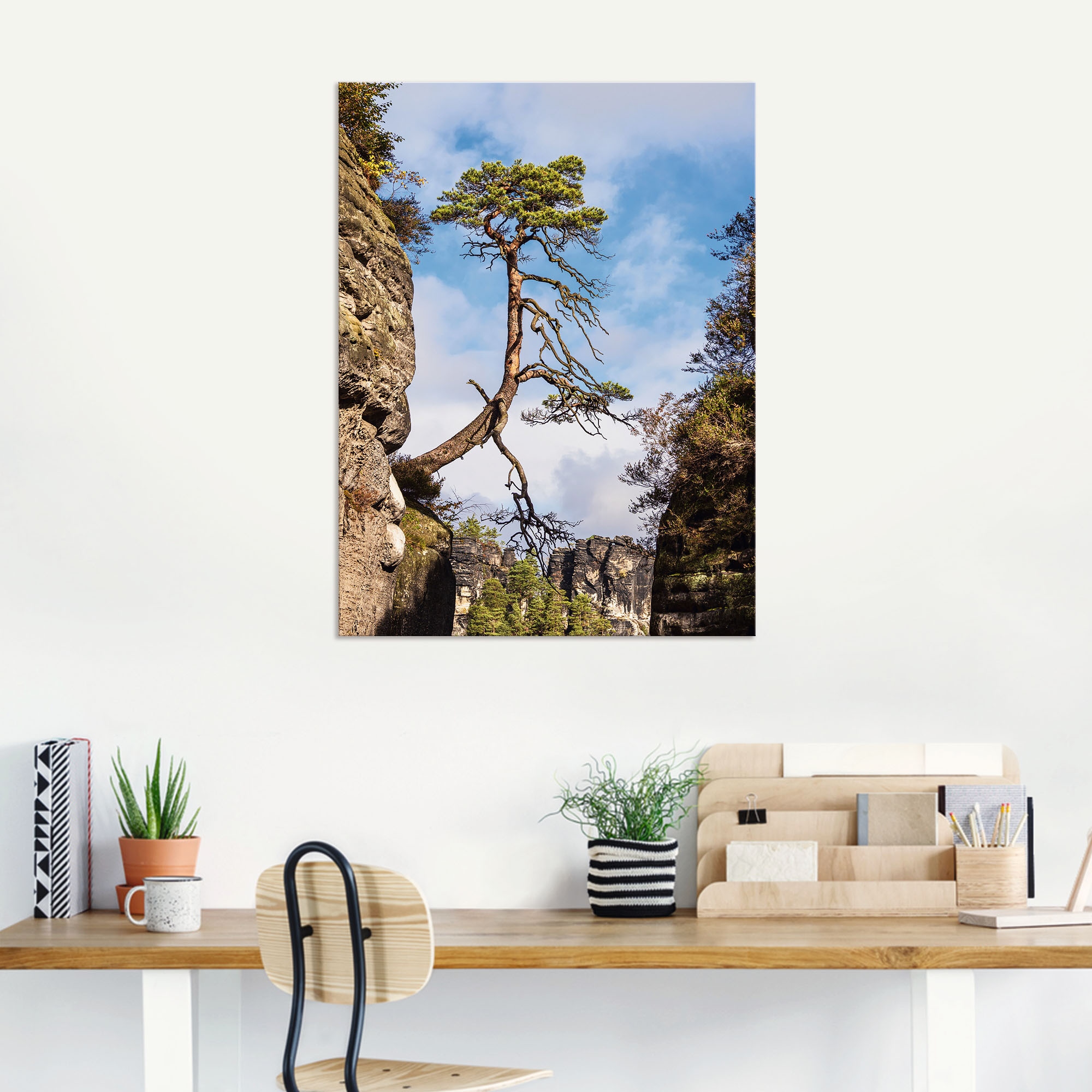 Artland Wandbild »Felsen Bäume in der Sächsische Schweiz«, Berge & Alpenbilder, (1 St.), als Alubild, Leinwandbild, Wandaufkleber oder Poster in versch. Größen