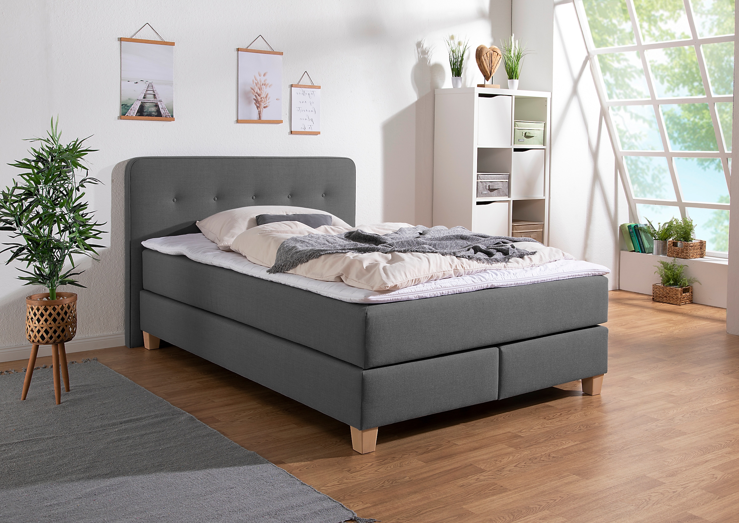 Boxspringbett »Fargo«, in Überlänge 220 cm, mit Topper, 3 Ausführungen, 4, Breiten