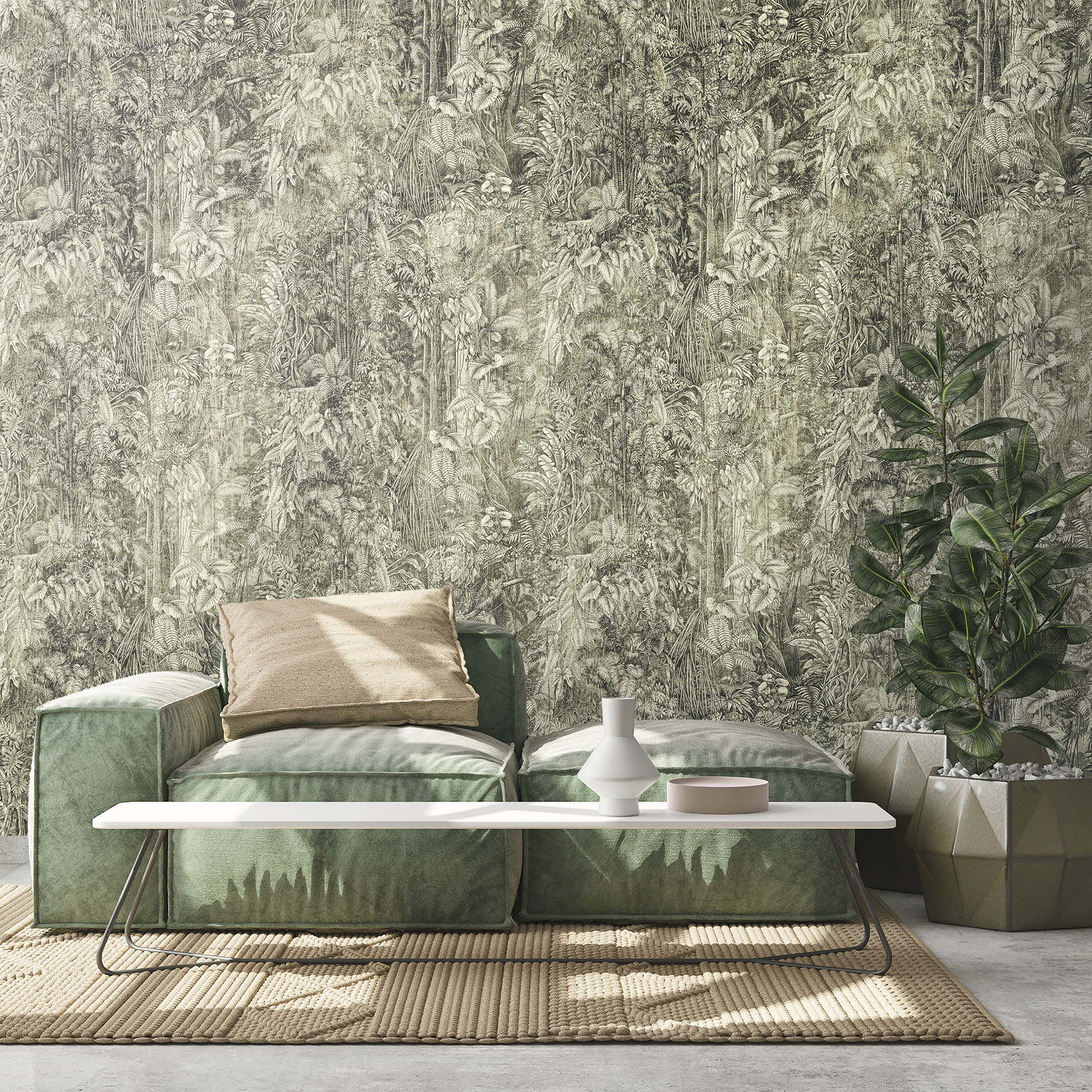 living walls Fototapete "Fototapete Vintage-Optik" matt glatt Vliestapete Floral Pflanzen
