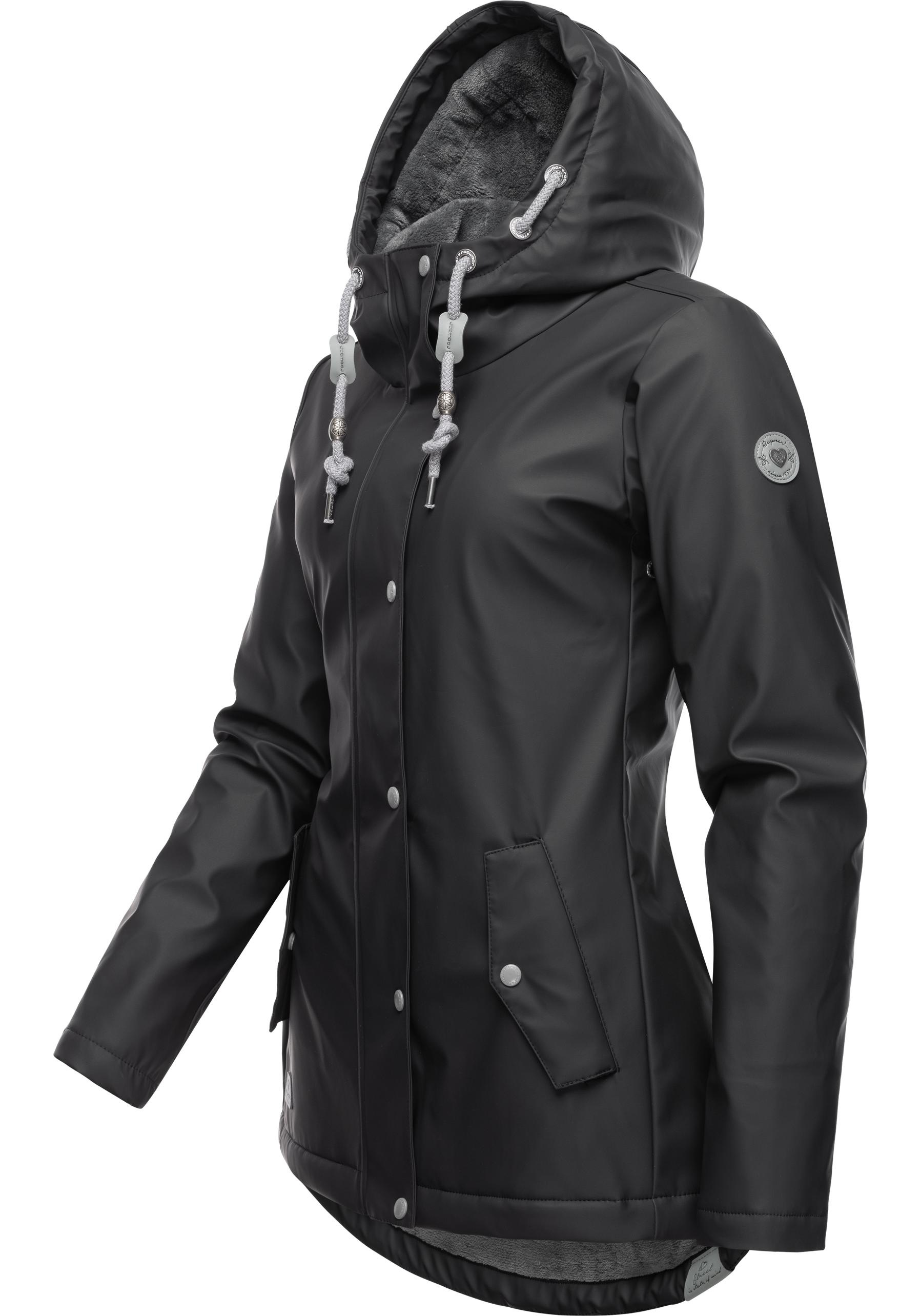 Ragwear Regenjacke »Marge«, mit Kapuze, warm gefütterter Damen Winter Regenmantel