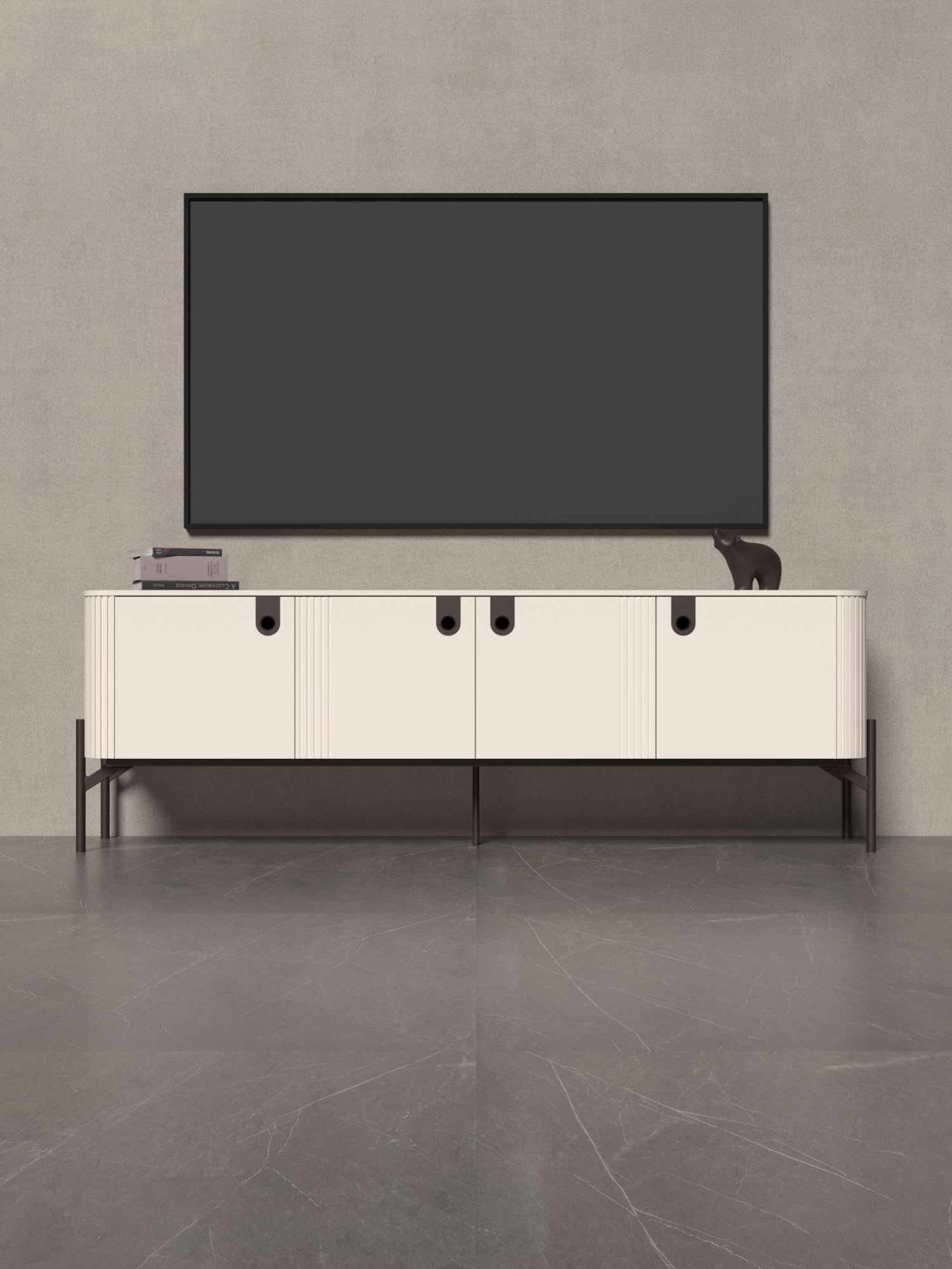 OTTO home Lowboard »Rondo TV-Board, TV-Kommode, TV-Schrank, TV-Unterschrank, TV-Möbel« UV lackiert, Soft Close Funktion, Metallrahmen als Basis des Elements