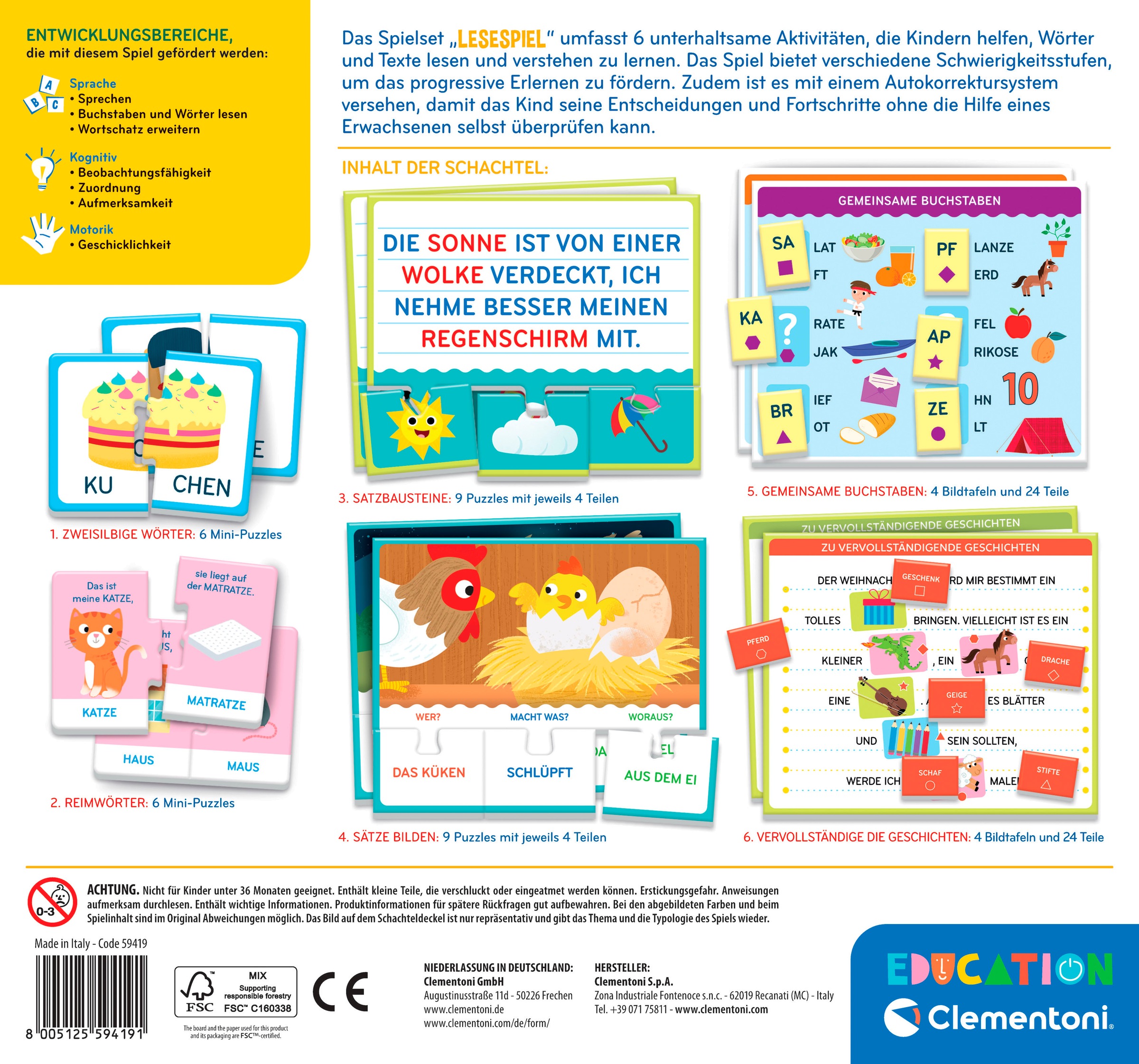 Clementoni® Spiel »Education, Lese-Spiel«, Made in Europe