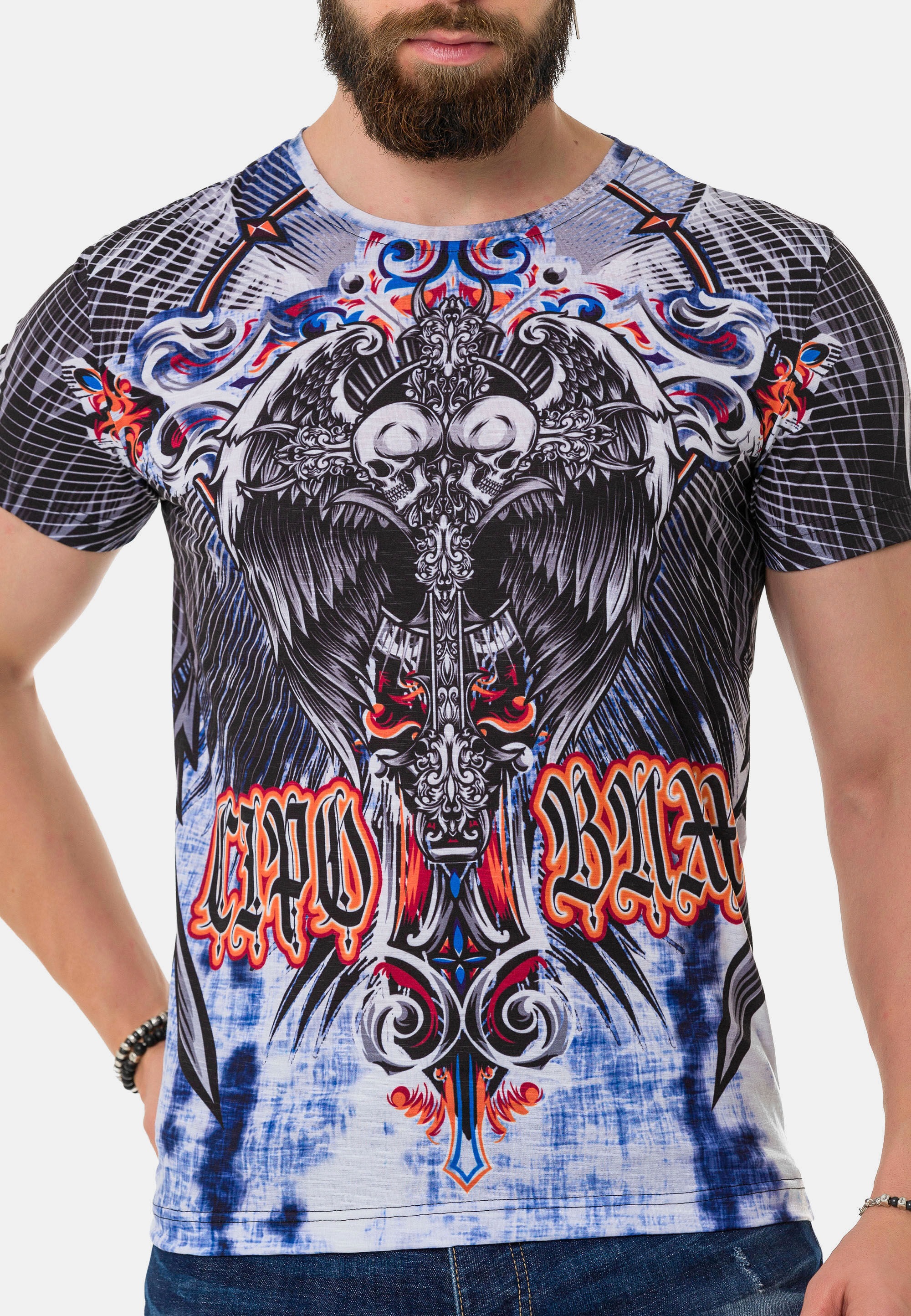 Cipo & Baxx T-Shirt »T-Shirt« mit Rundhals-Ausschnitt