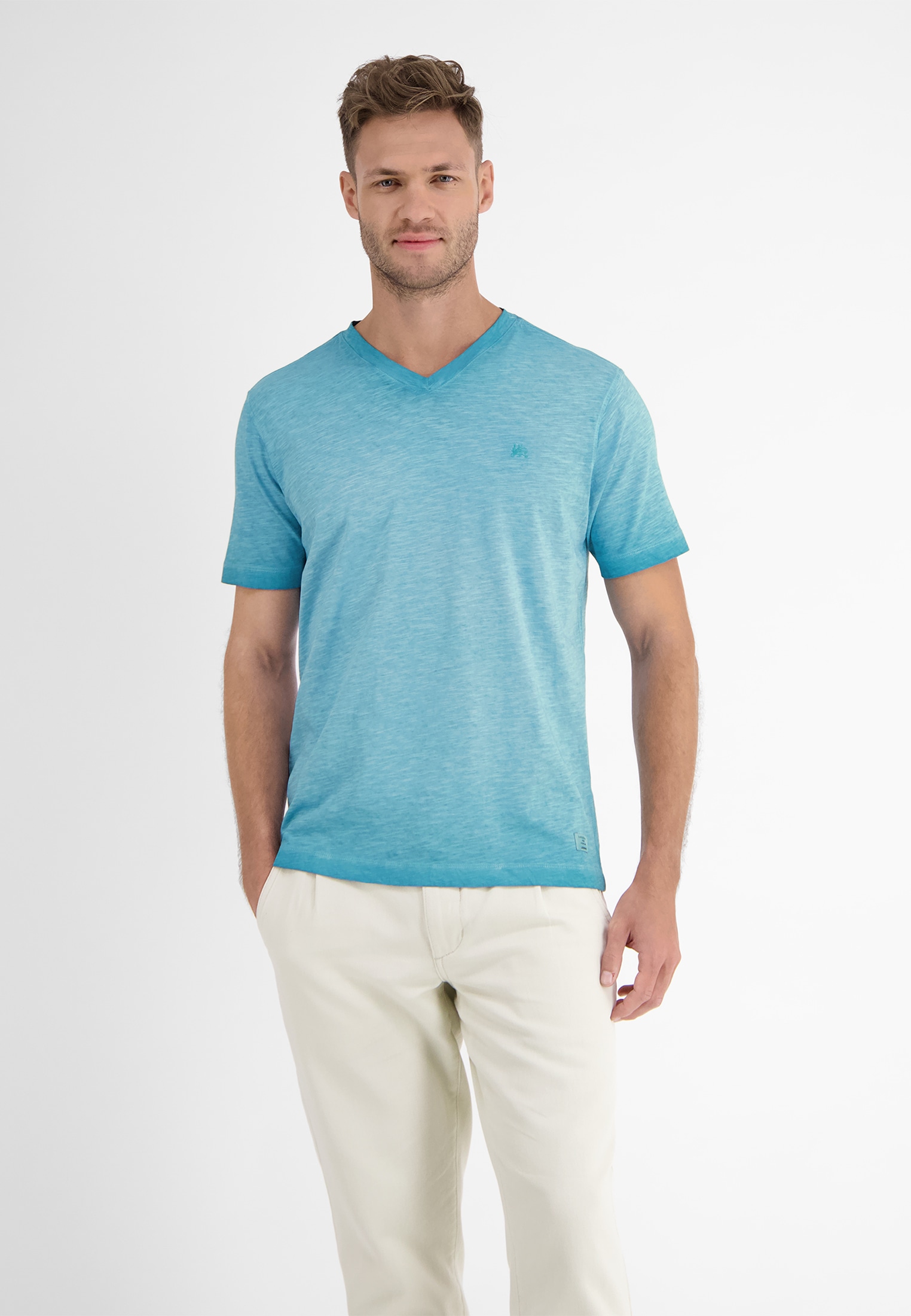 LERROS V-Shirt "LERROS V-Neck-Shirt, faded melange"