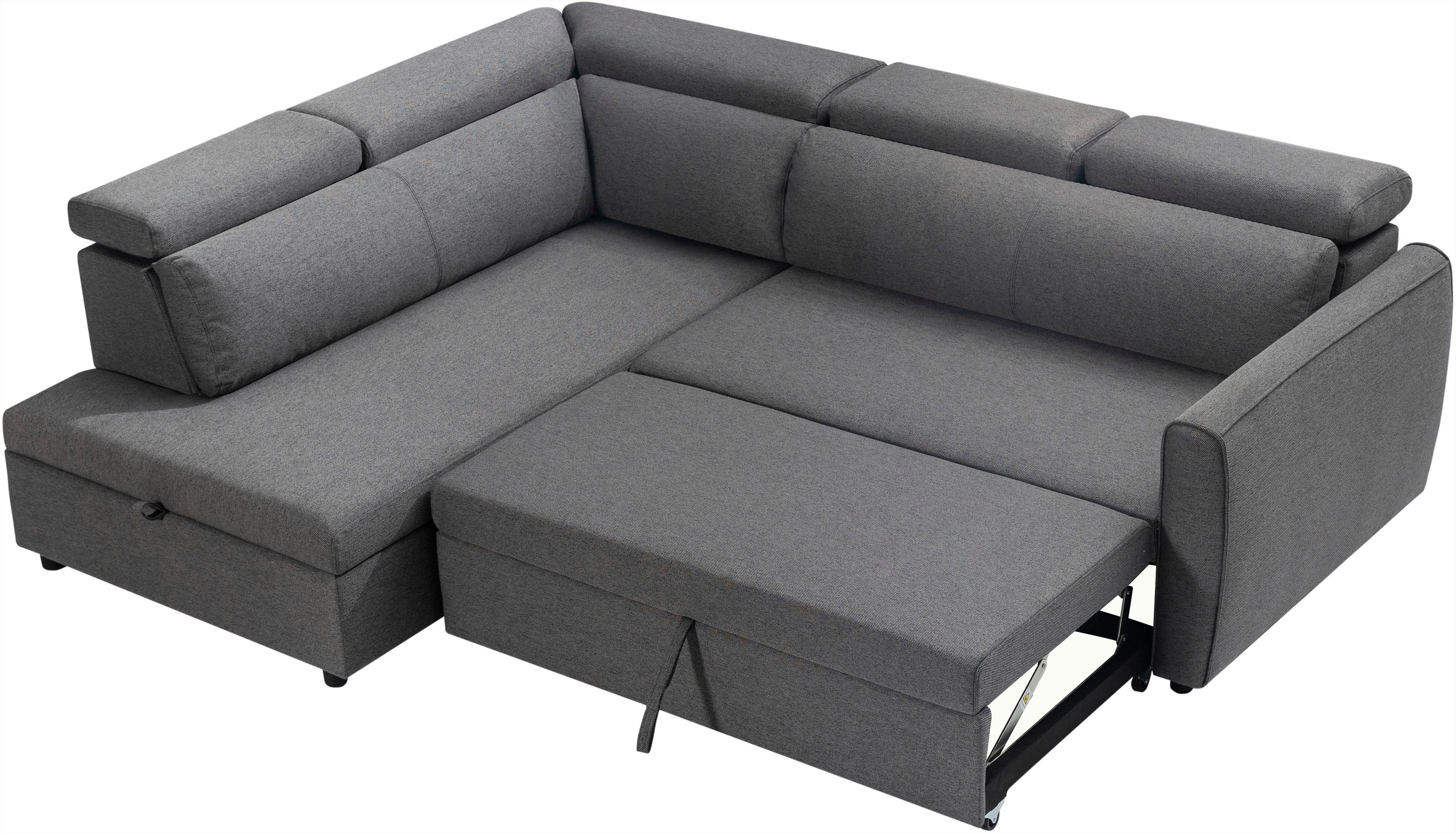 OTTO home Schlafsofa »KALLEA, Ecksofa, L-Form (251cm), Cord u. Webstoff« mit Bettfunktion & Bettkasten, verstellbare Kopfstützen