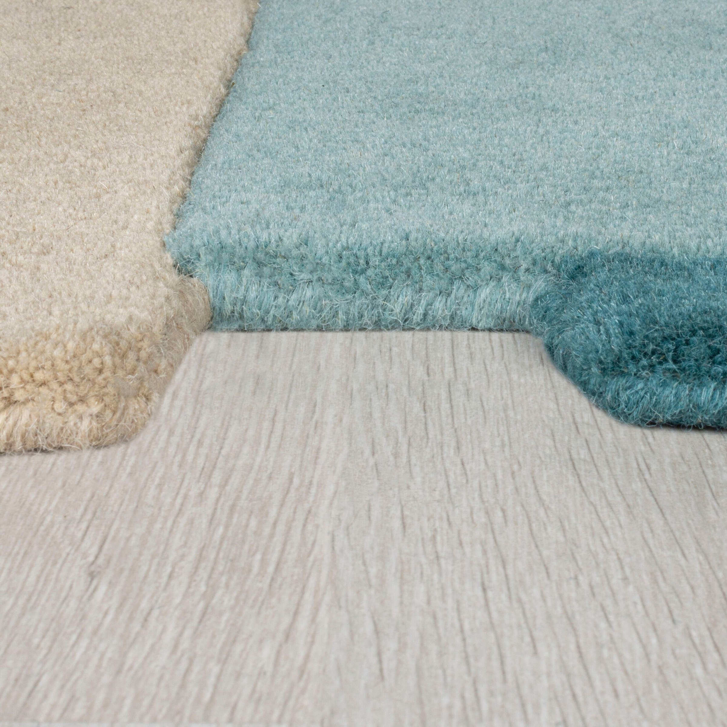 Wollteppich FLAIR RUGS "Abstract Collage, 100% Wolle", blau (aquablau), B:120cm H:11mm L:180cm, Wolle, Teppiche, Karo Design, Patchwork, modern, mehrfarbig, Wohnzimmer, Schlafzimmer 3