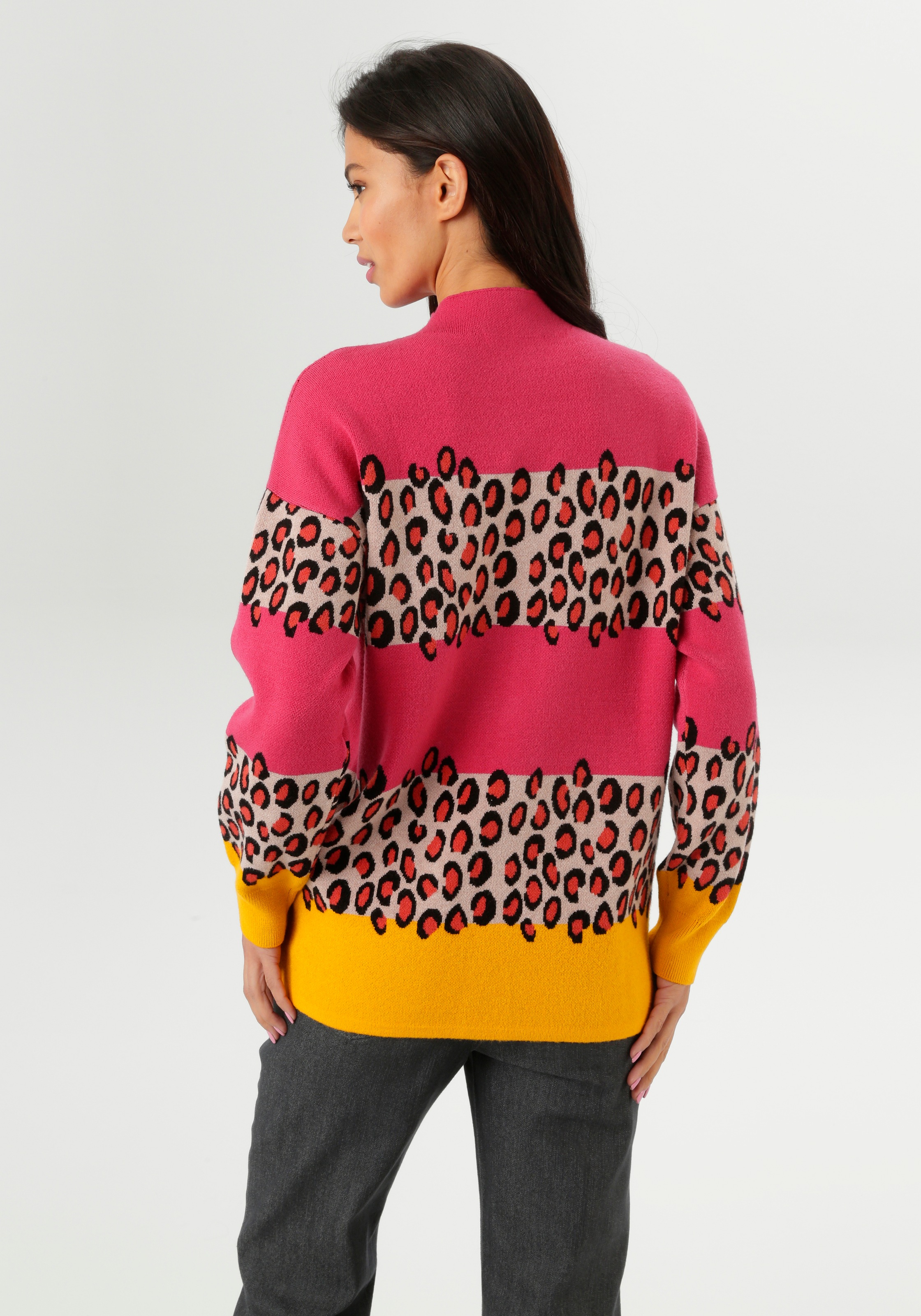 Aniston SELECTED Strickpullover, im Animal-Look in Kombination mit Blockstreifen - NEUE KOLLEKTION