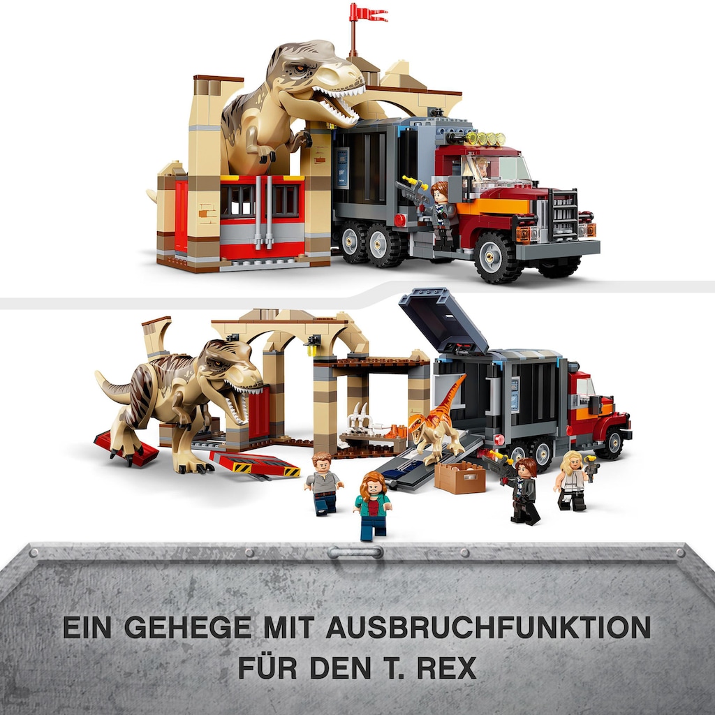 LEGO® Konstruktionsspielsteine »T. Rex & Atrociraptor: Dinosaurier-Ausbruch (76948)«, (466 St.)