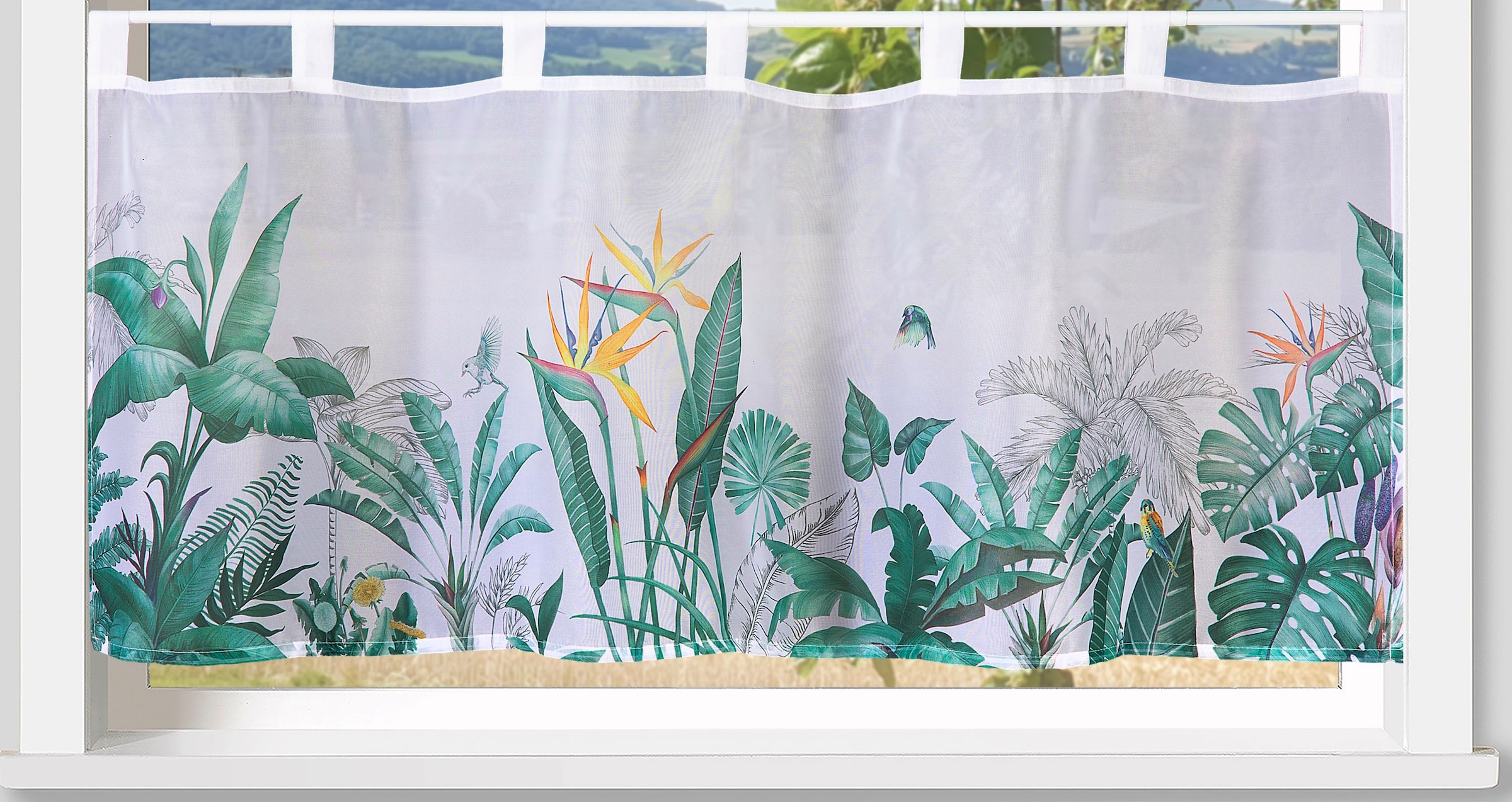 Weckbrodt Scheibengardine »Strelitzie«, (1 St.), Bistro, Voile, bedruckt, transparent, HxB 45x120cm, Gardine, Store