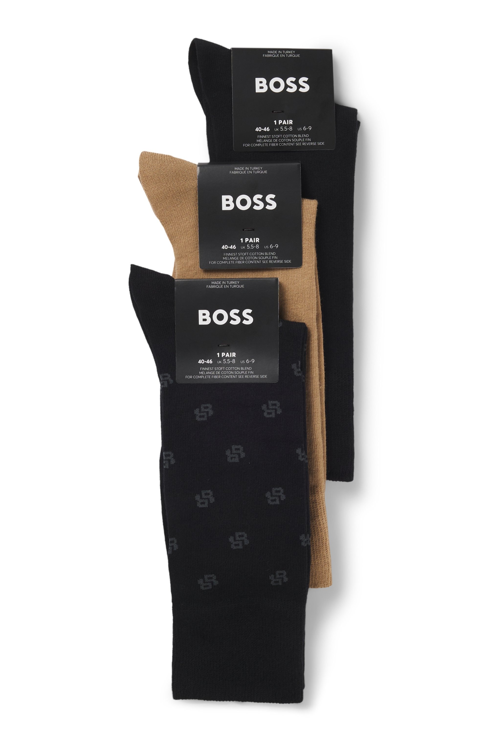 Thumbnail - BOSS Businesssocken "3P Gift set CC" 3 Stk. tlg. Logo- und Monogramm-Details