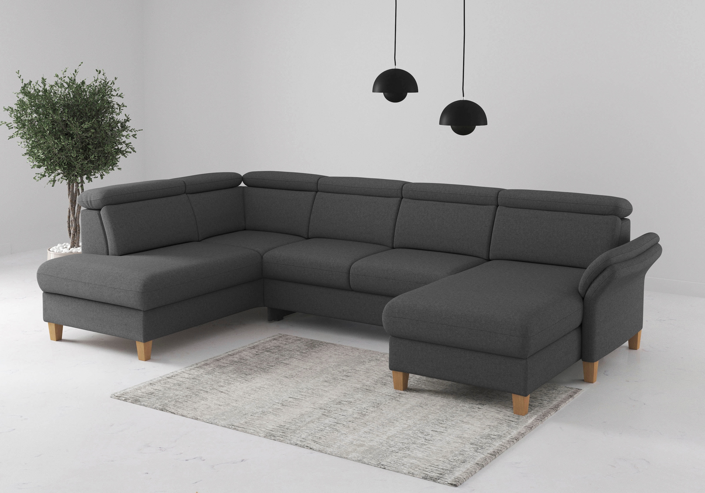 Home affaire Wohnlandschaft "Glendale, U-Form" inkl. Kopfteilverstellung, w günstig online kaufen