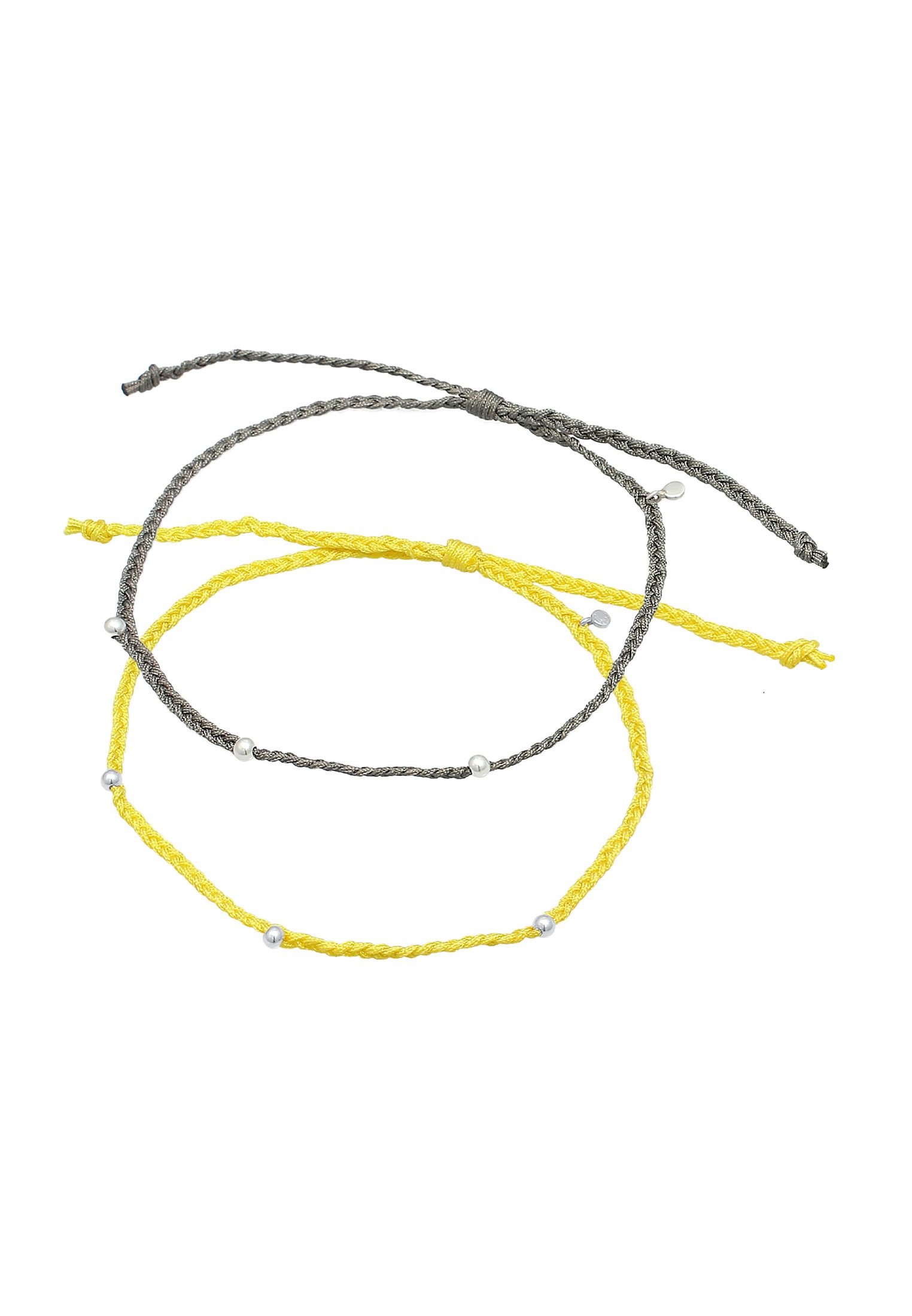 Elli Fußkette »Nylon Bändchen Beads Set (2 tlg.) 925 Silber«