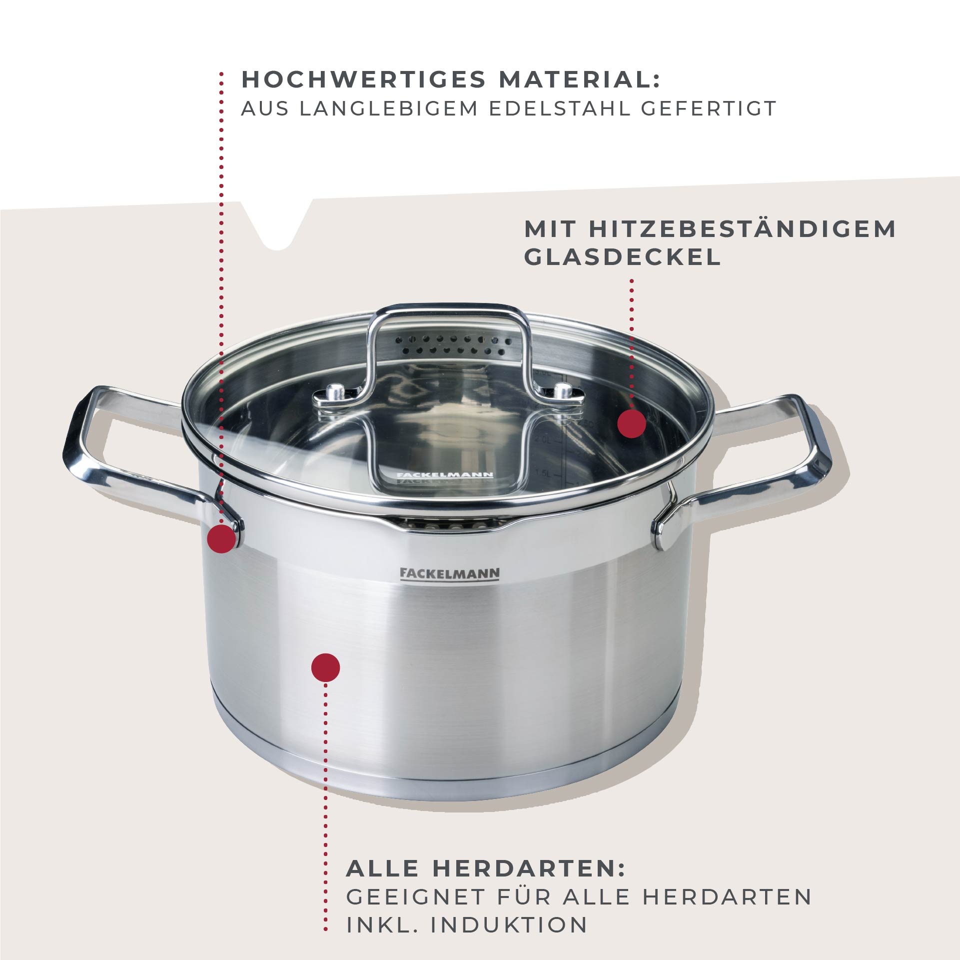 Thumbnail - FACKELMANN Topf-Set "Bamberg, mit Dämpfeinsatz" Set, 10 Stk. tlg. Edelstahl