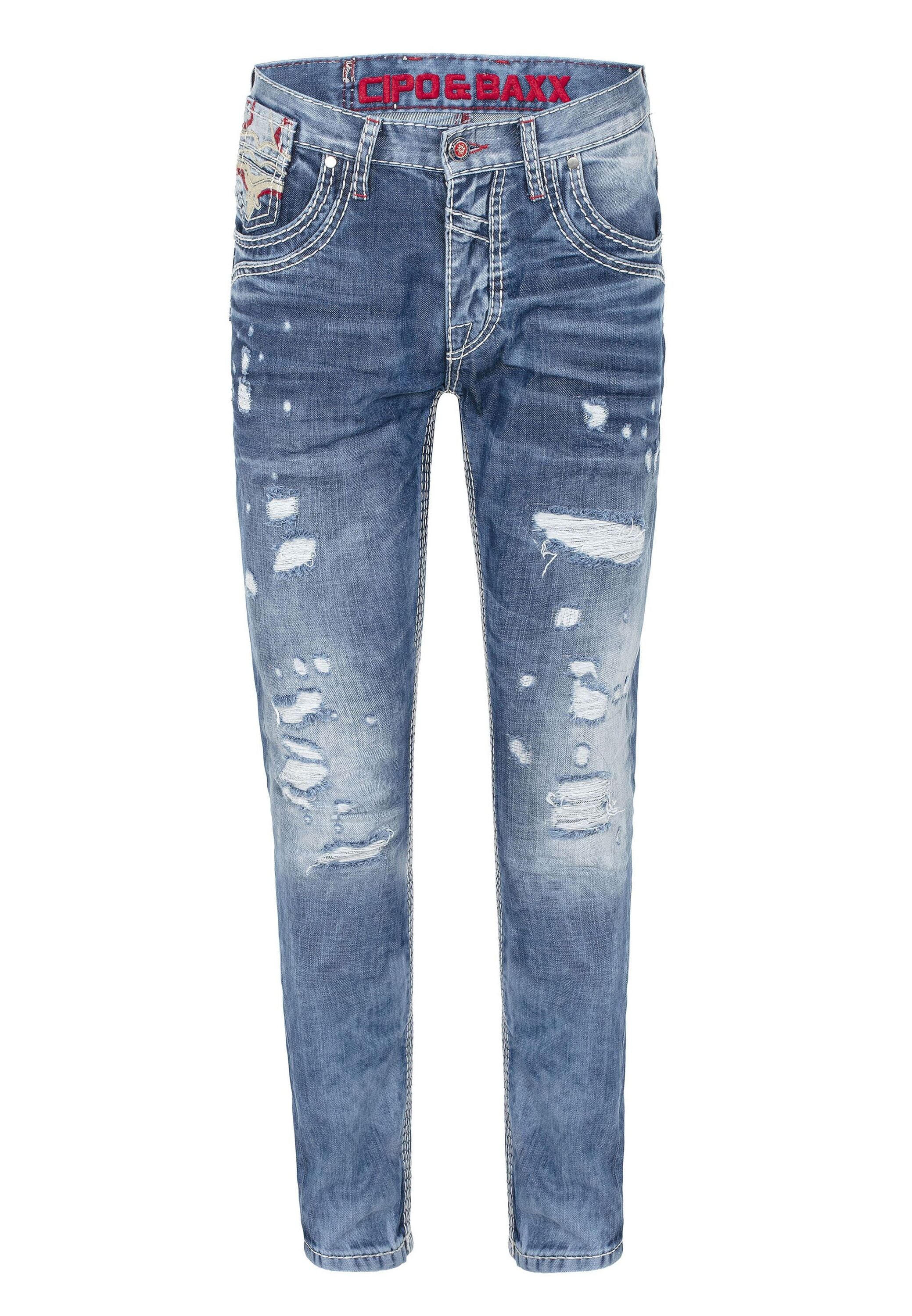 Cipo & Baxx 5-Pocket-Jeans »Jeans«, bequeme Jeans im lässigen Destroyed-Look, CD651