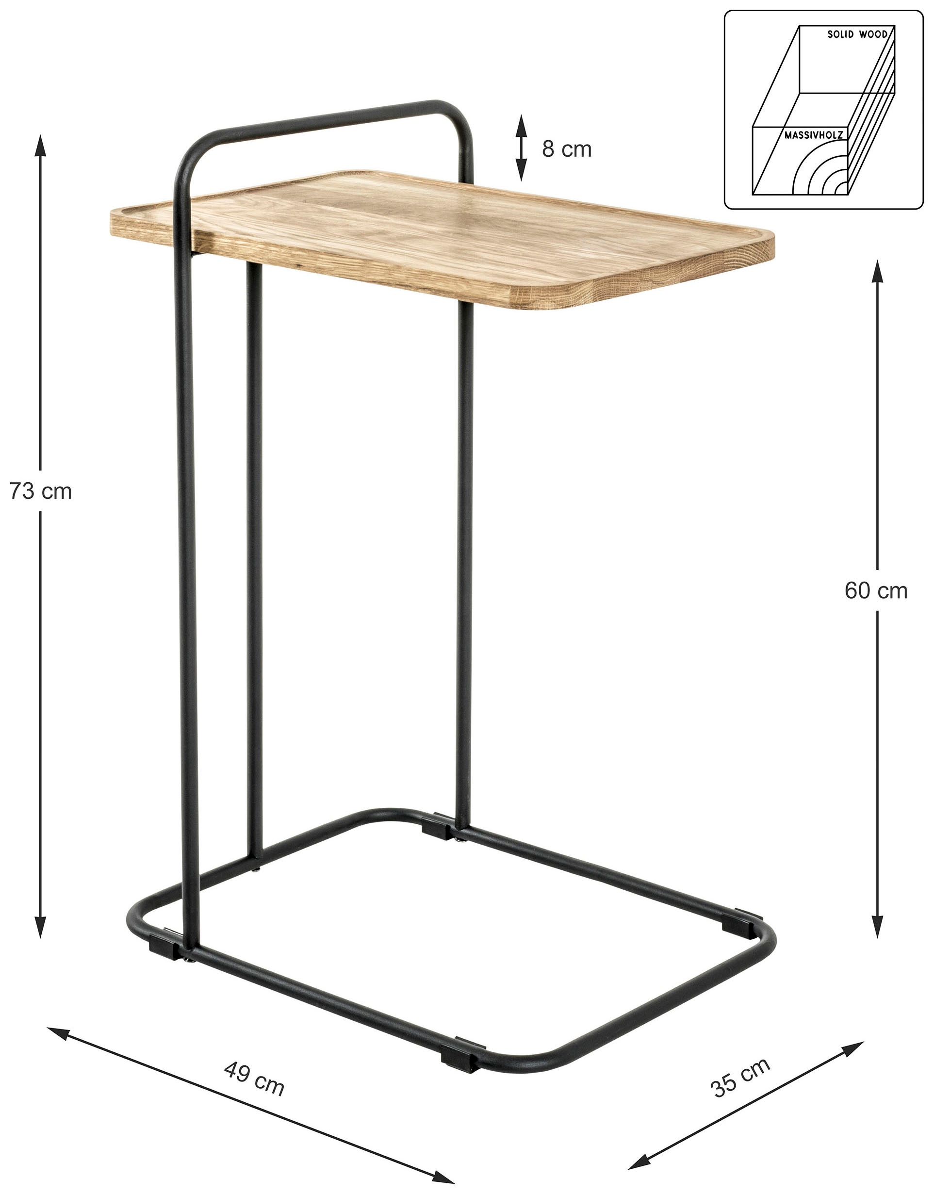 HAKU Beistelltisch »Sofatisch, Wohnzimmertisch« 1 Stk. tlg. rechteckig - aus Massivholz Braun B/T/H 35/49/73 cm